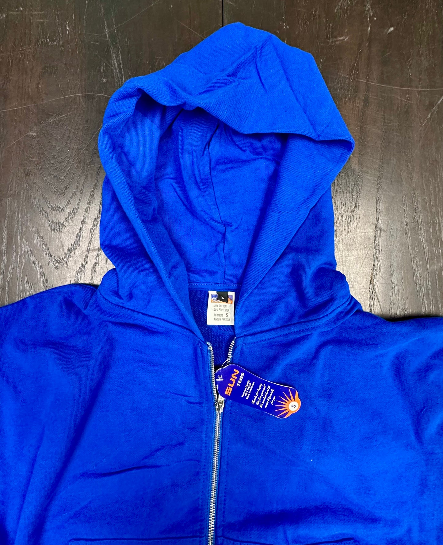 Royal Blue Zippered Hooded Sweatshirt (Small)