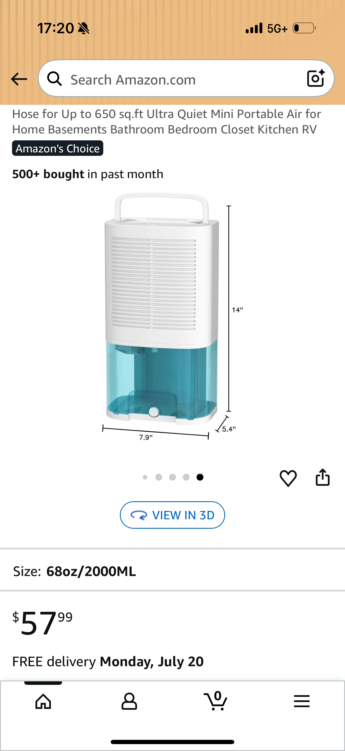 Dehumidifier 68oz(2000ml) Small Dehumidifier with Drain Hose for Up to 650 sq.ft Ultra Quiet Mini Portable Air for Home Basements Bathroom Bedroom Closet Kitchen RV