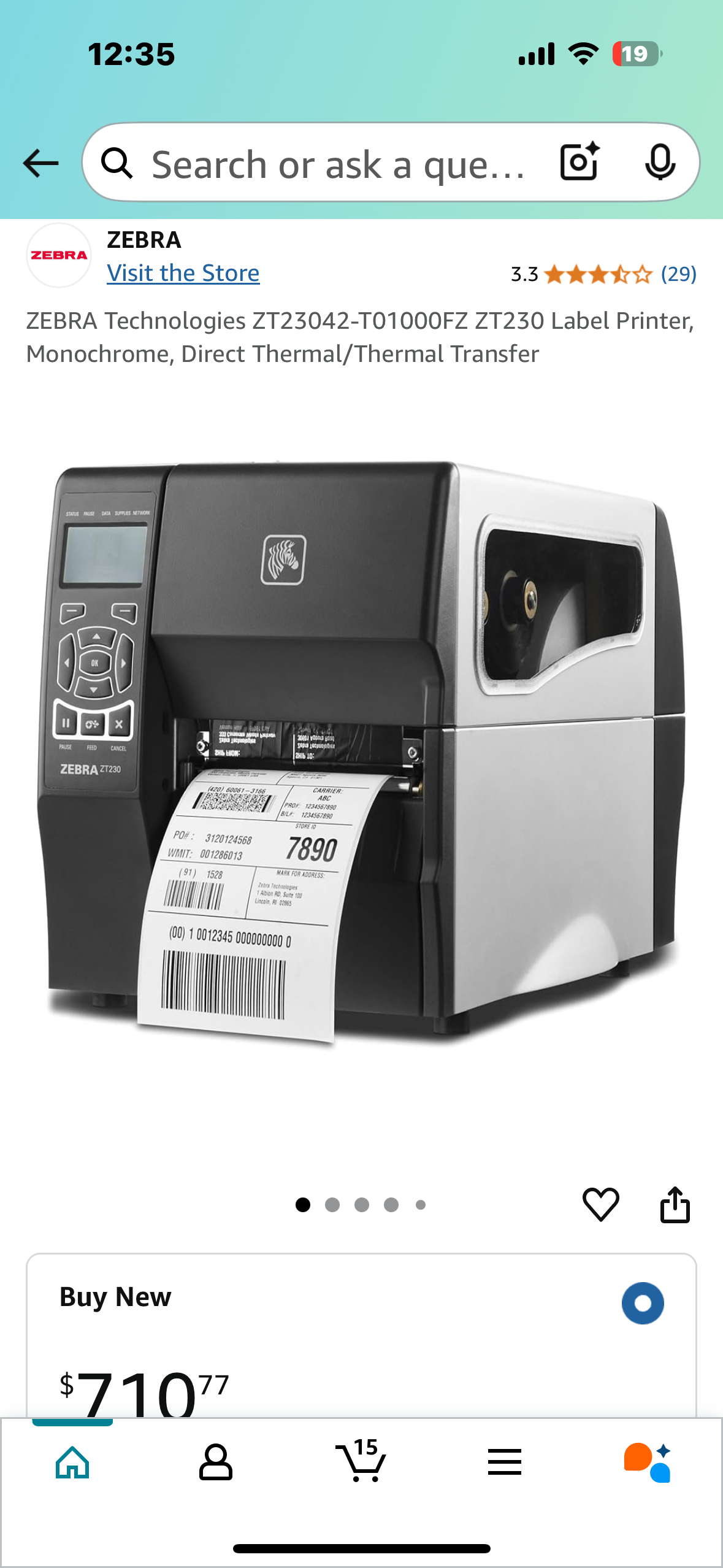 ZEBRA Technologies ZT230 Label Printer, Monochrome, Direct Thermal/Thermal Transfer (O367)