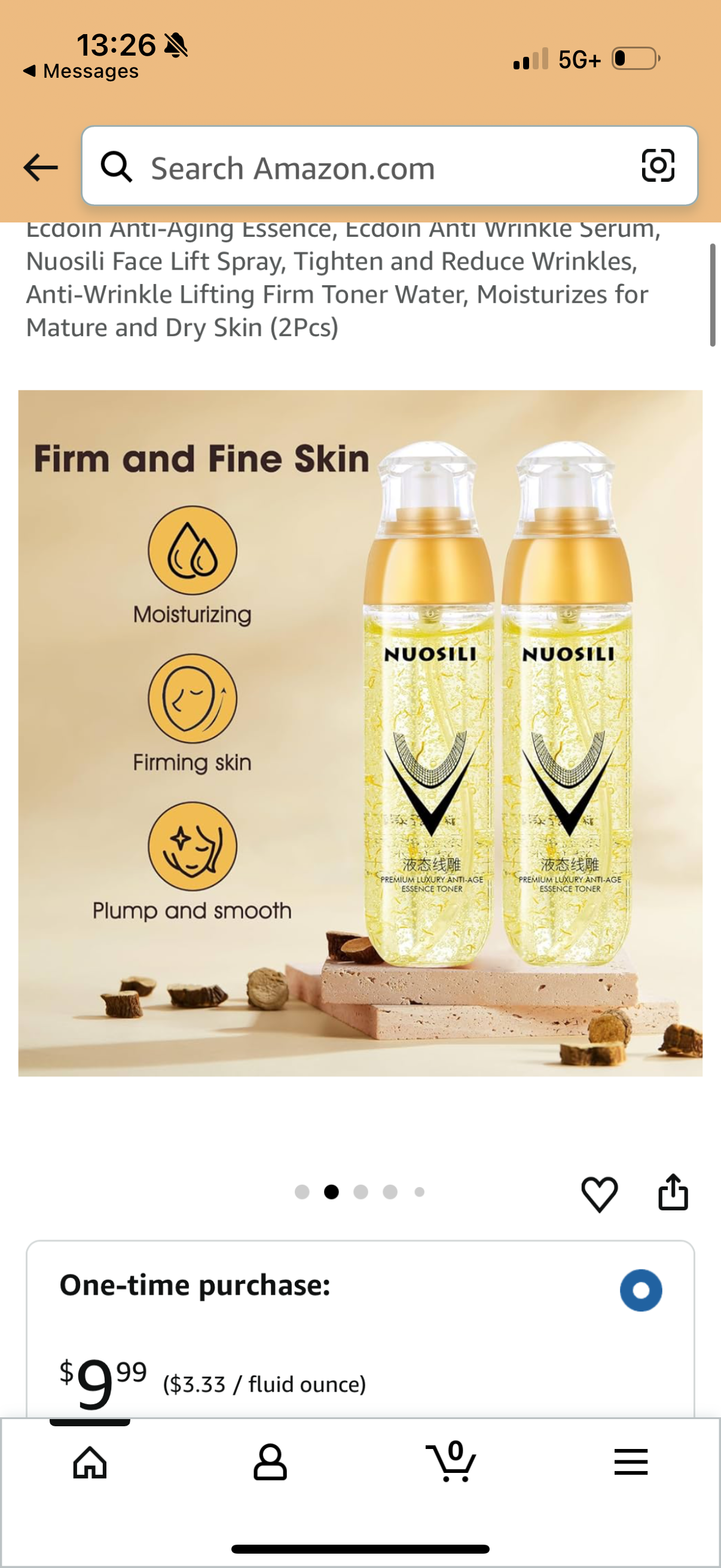 Ecdoin Anti-Aging Essence, Ecdoin Anti Wrinkle Serum, Nuosili Face Lift Spray, Tighten and Reduce Wrinkles, Anti-Wrinkle Lifting Firm Toner Water, Moisturizes for Mature and Dry Skin (2Pcs)