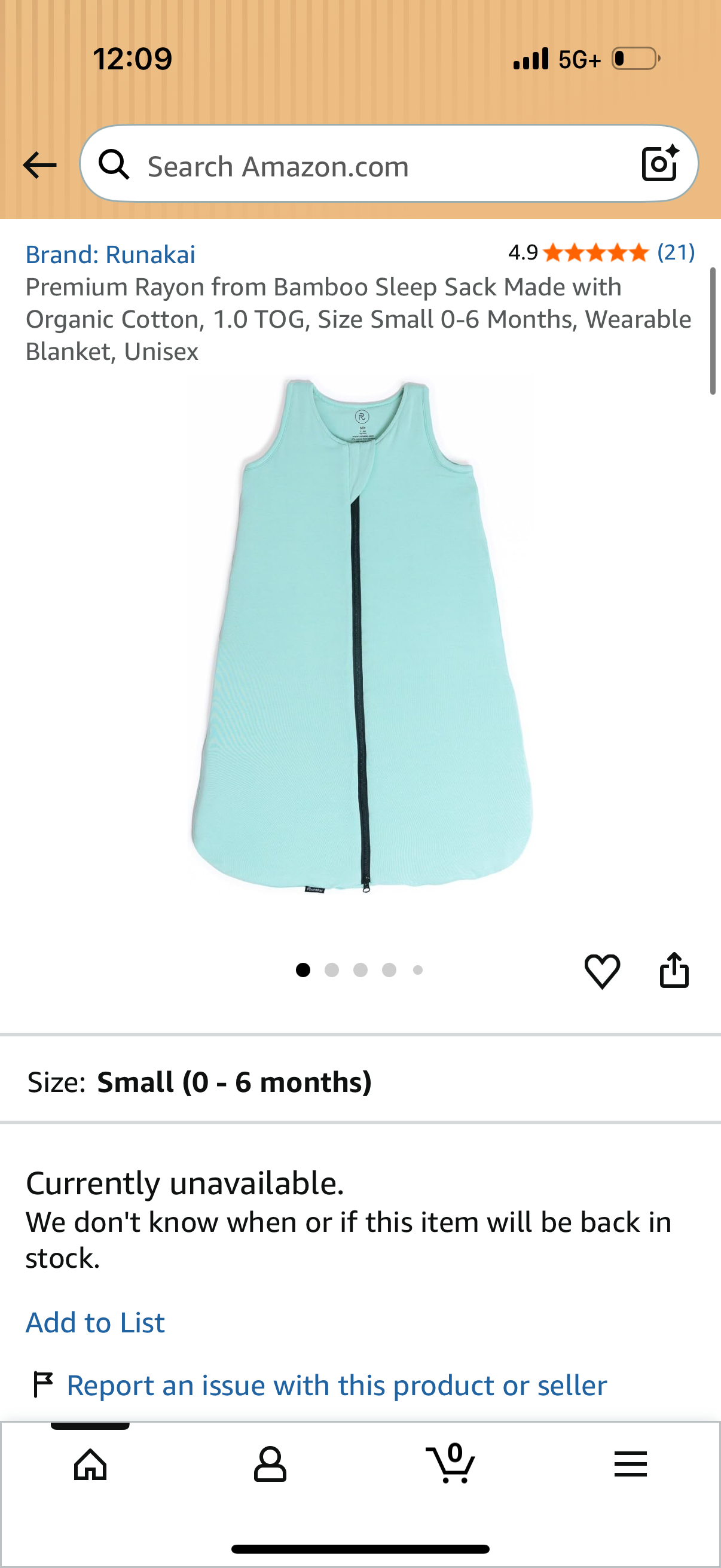 Premium Rayon from Bamboo Sleep Sack Made with Organic Cotton, 1.0 TOG, Size Small 0-6 Months, Wearable Blanket, Unisex