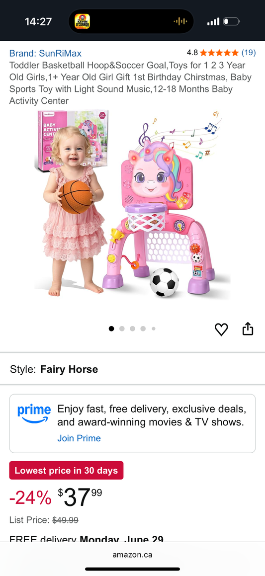 Baby Activity Center Toddler Basketball Hoop & Soccer Goal, Toys for 1 2 3 Year Old Girls, 1+ Year Old Girl Gift 1st Birthday Chirstmas, Baby Sports Toy with Light Sound Music, 12-18 Months