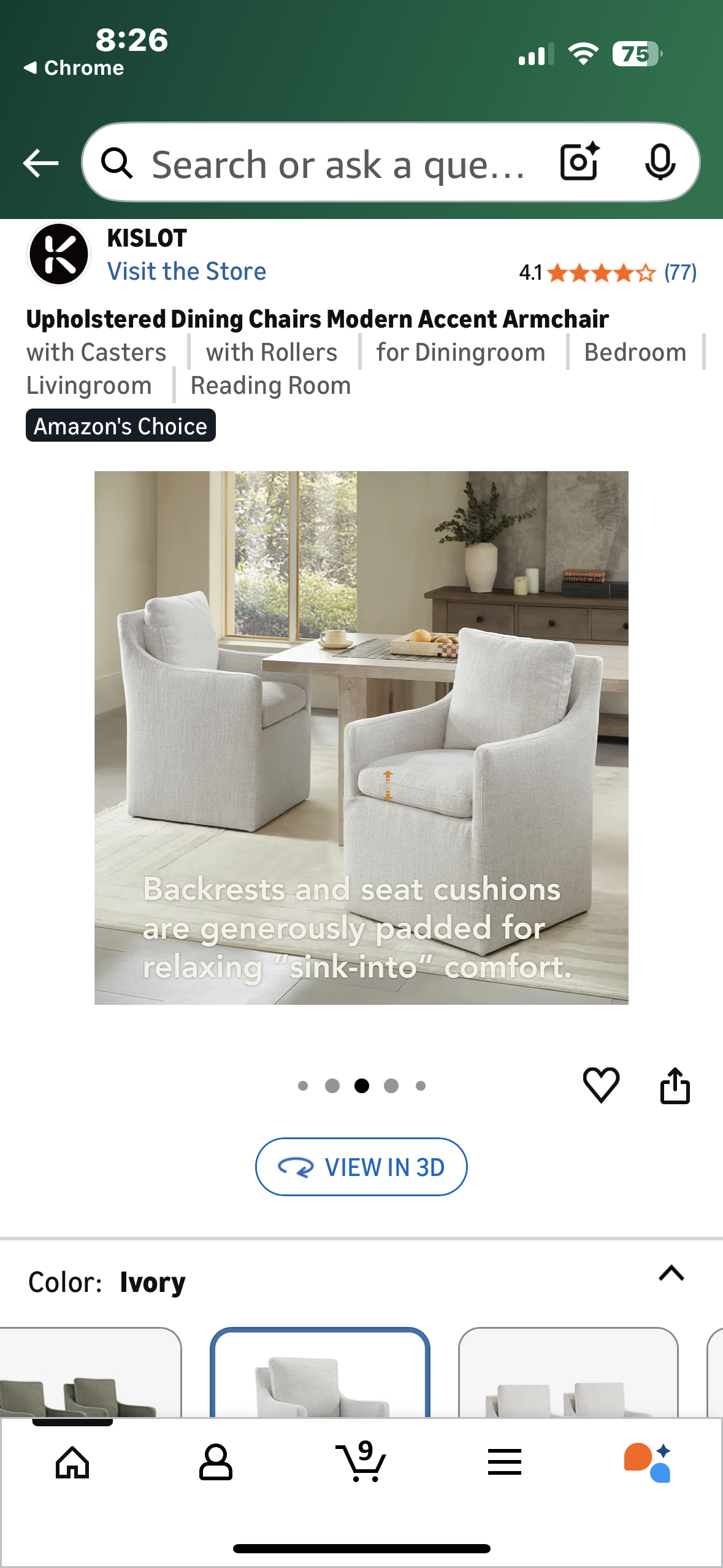 Upholstered Dining Chair, Modern Accent Armchair with Casters for Dining Room, Living Room, Reading Room (L1086)