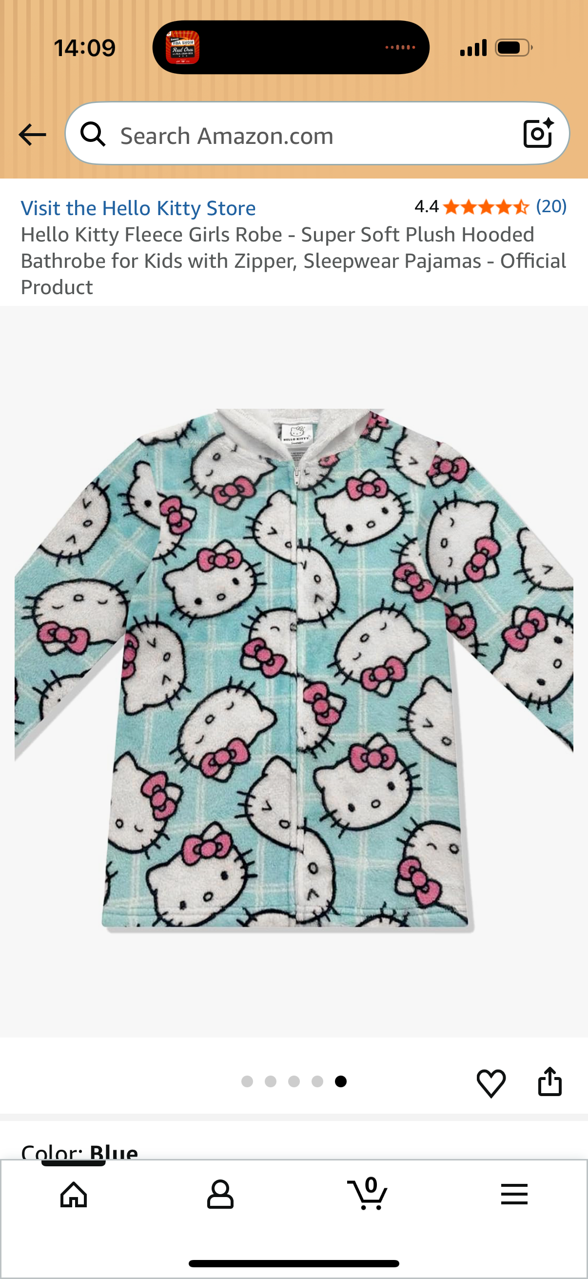 Hello Kitty Fleece Girls Robe - Super Soft Plush Hooded Bathrobe for Kids with Zipper, Sleepwear Pajamas, Size 10