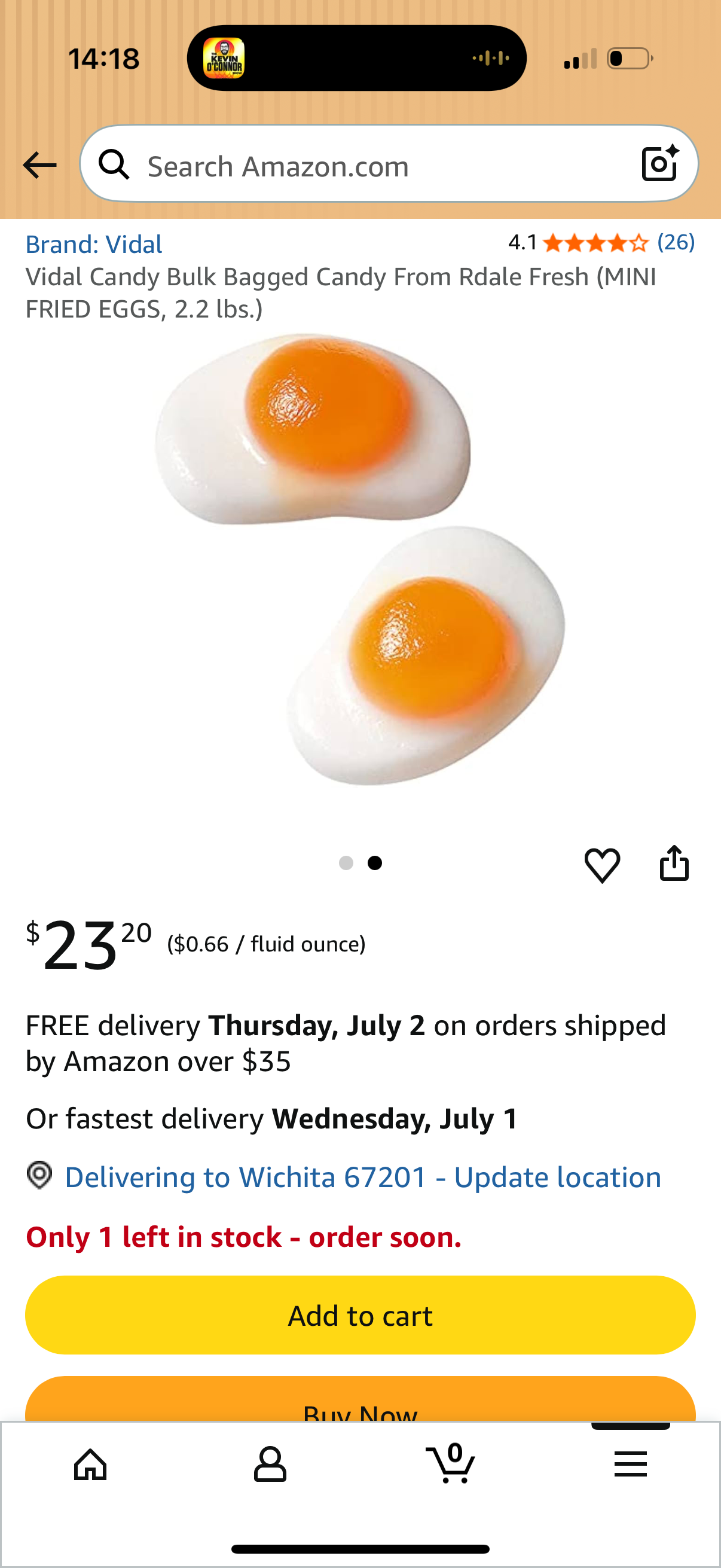 Vidal Candy Bulk Bagged Candy From Rdale Fresh MINI FRIED EGGS, 2.2 lbs. BEST BY 10/2026