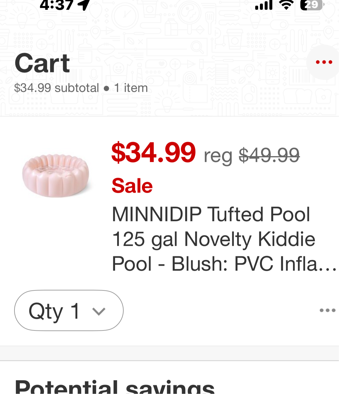 MINNIDIP Tufted Pool 125 gal Novelty Kiddie Pool - Blush: PVC Inflatable for 6+ Years