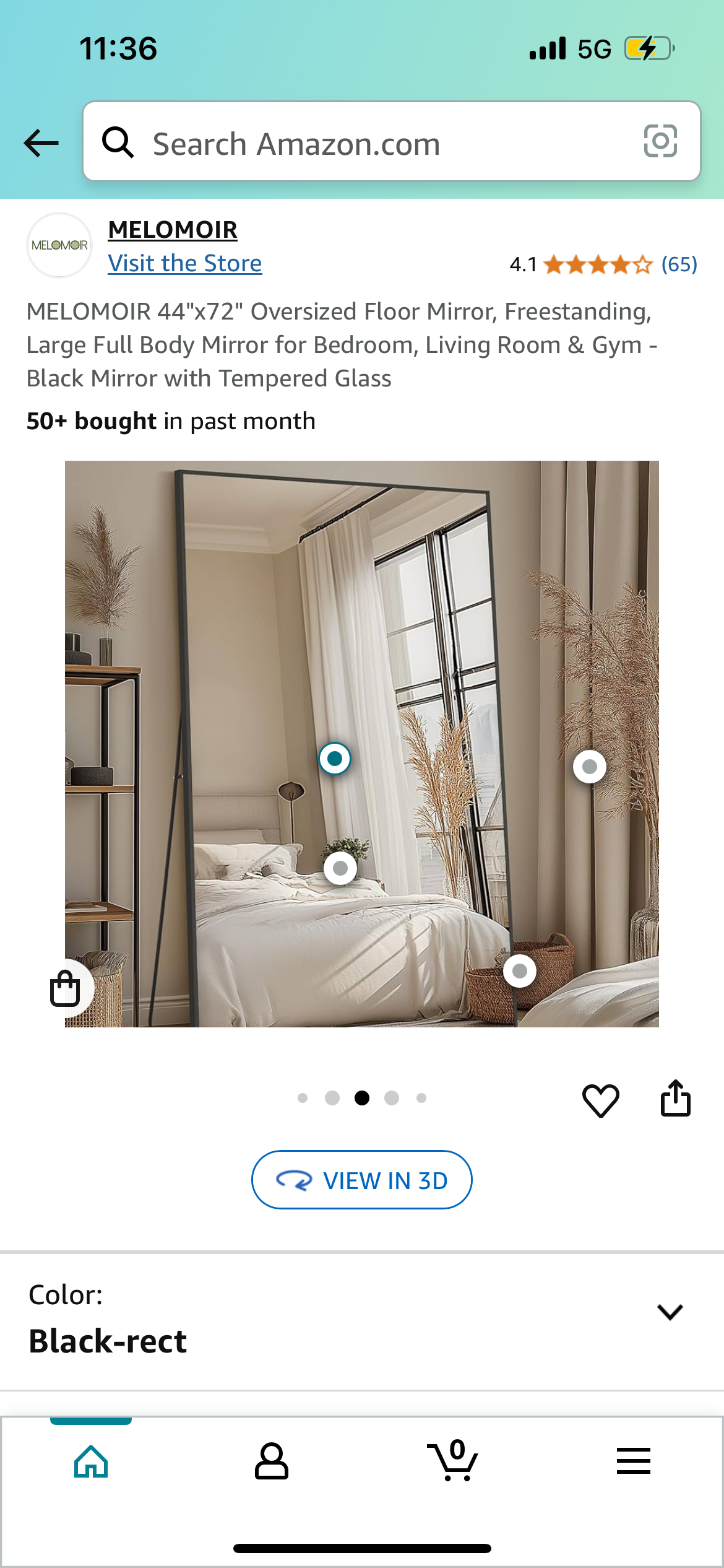 Rectangular Oversized Black Mirror 44” x 72” (M364)