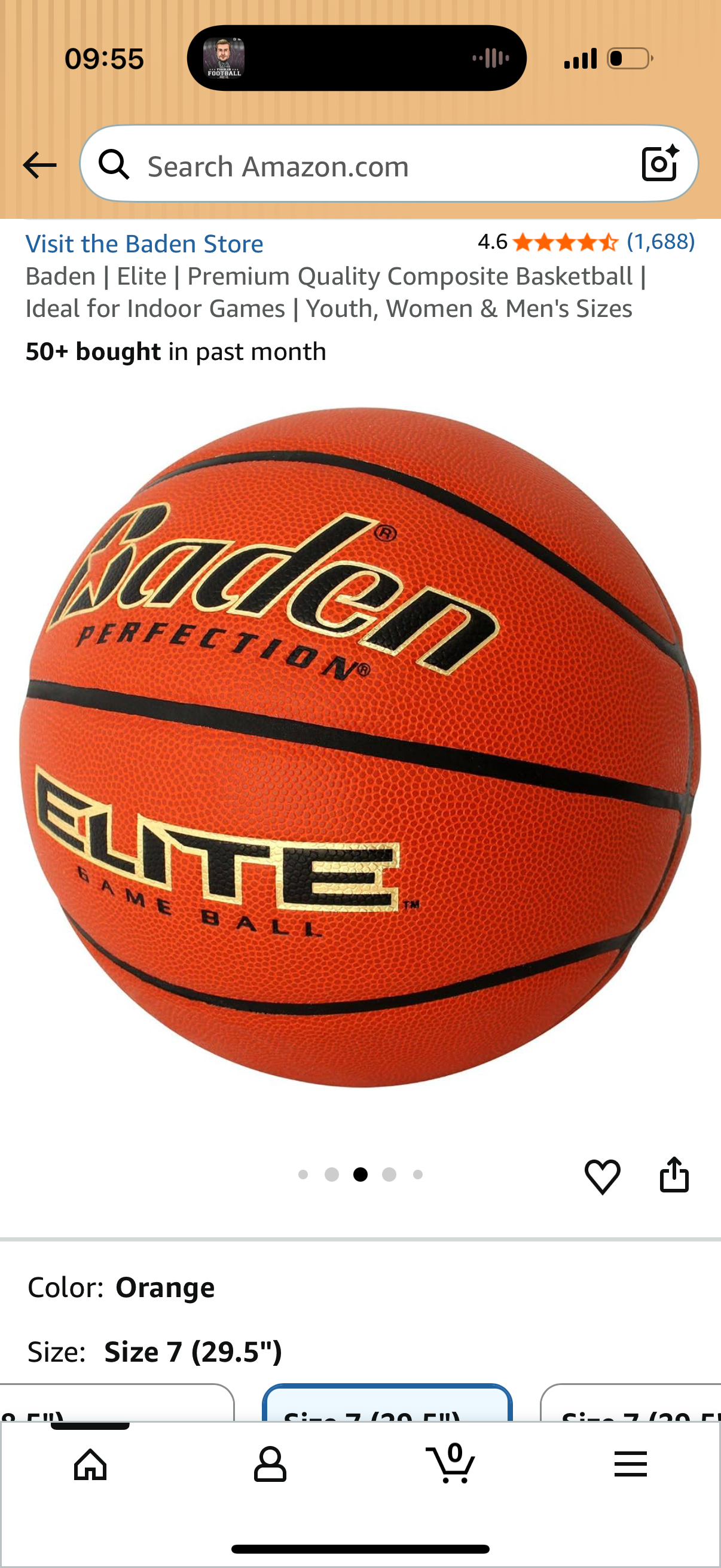 Baden Elite Premium Quality Composite Official Game Basketball (29.5)