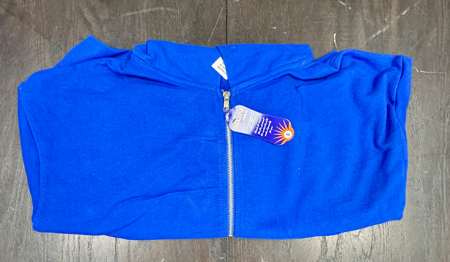 Royal Blue Zippered Hooded Sweatshirt (Small)
