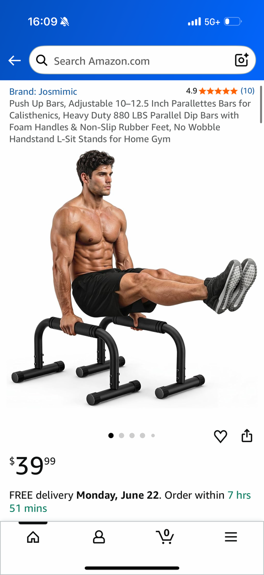Push Up Bars, Adjustable 10–12.5 Inch Parallettes Bars for Calisthenics, Heavy Duty 880 LBS Parallel Dip Bars with Foam Handles & Non-Slip Rubber Feet, No Wobble Handstand L-Sit Stands for Home Gym