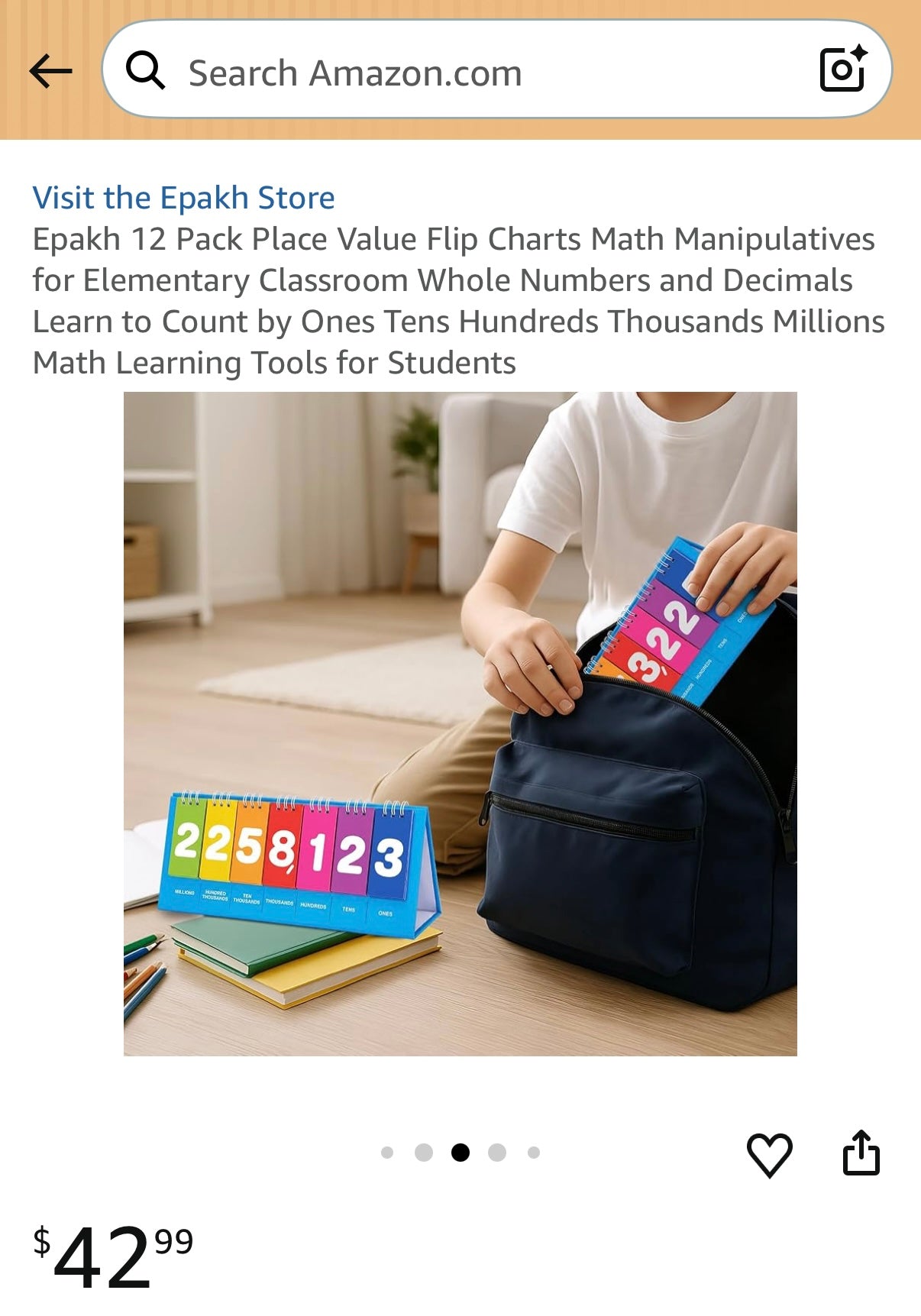 Epakh 12 Pack Place Value Flip Charts Math Manipulatives for Elementary Classroom Whole Numbers and Decimals Learn to Count by Ones Tens Hundreds Thousands Millions Math Learning Tools for Students