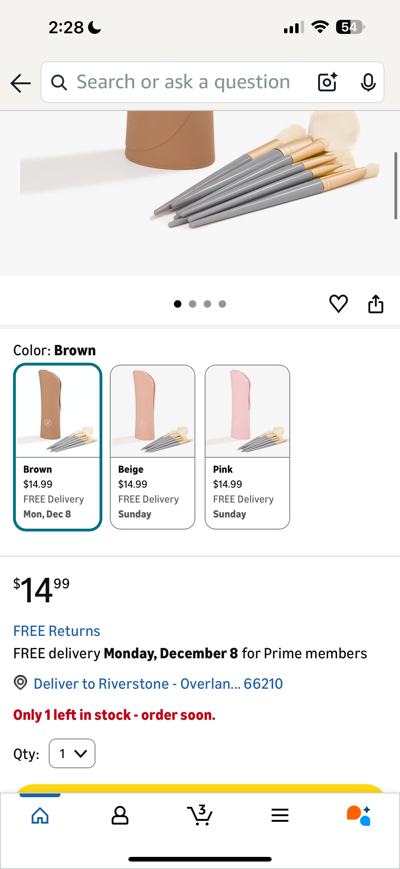 Makeup Brush Set With Case + Six Blending Sponges