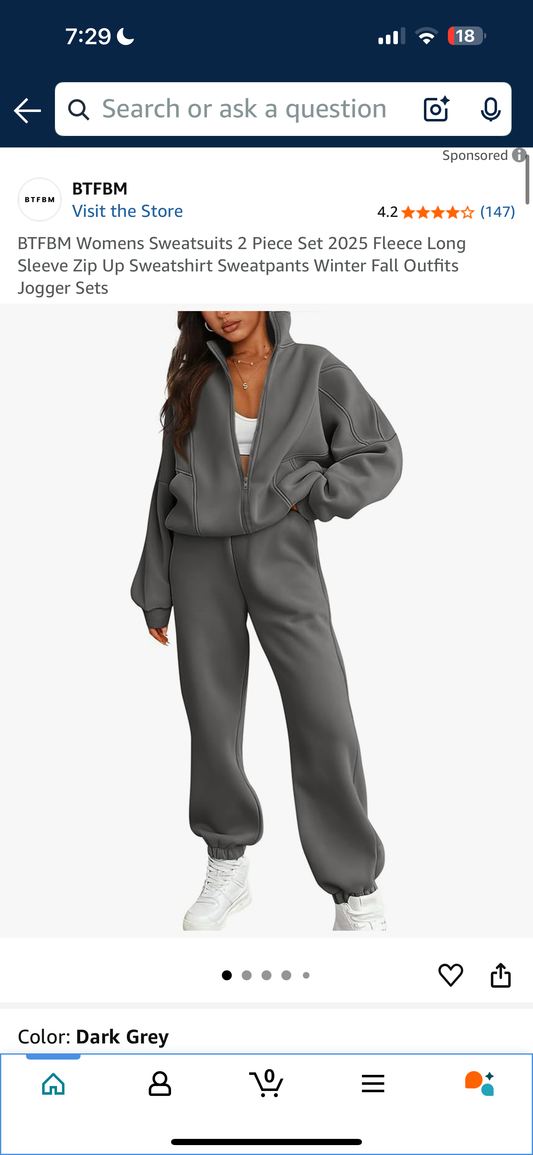 BTFBM Womens Sweatsuits 2 Piece Set 2025 Fleece Long Sleeve Zip Up Sweatshirt Sweatpants Winter Fall Outfits Jogger Sets (Size Medium)
