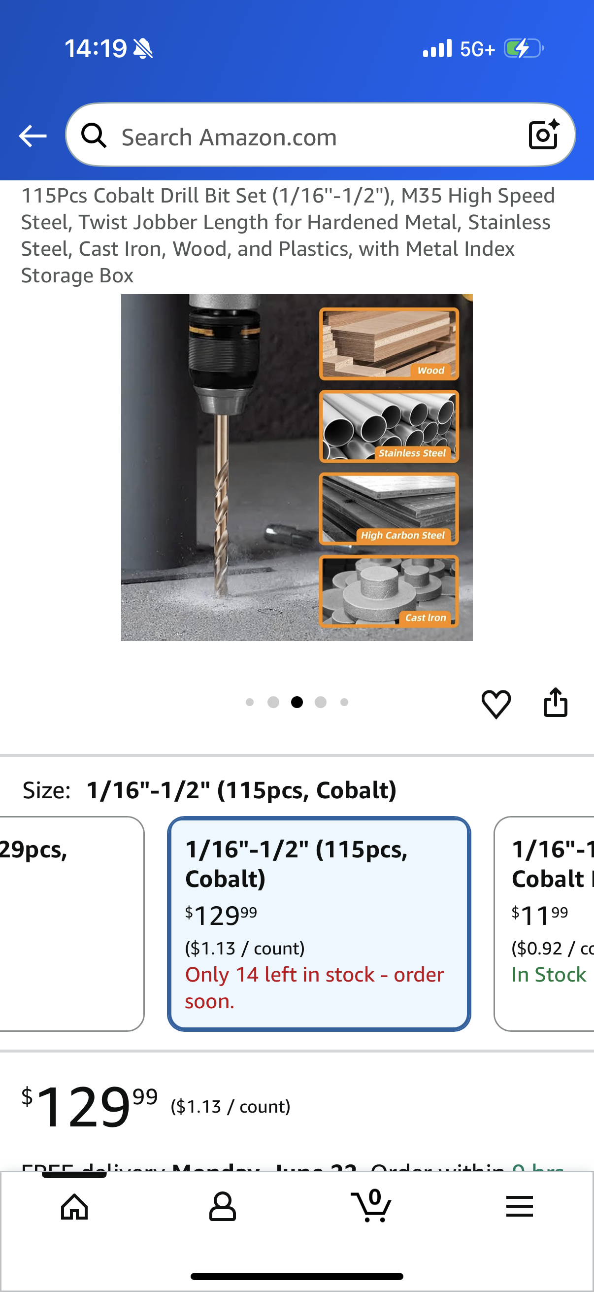 115Pcs Cobalt Drill Bit Set (1/16''-1/2''), M35 High Speed Steel, Twist Jobber Length for Hardened Metal, Stainless Steel, Cast Iron, Wood, and Plastics, with Metal Index Storage Box
