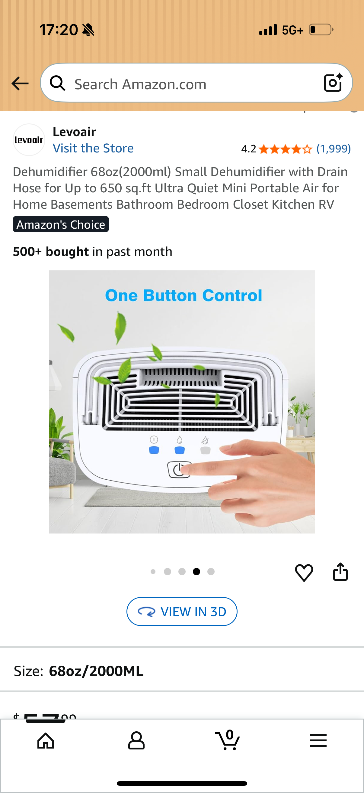 Dehumidifier 68oz(2000ml) Small Dehumidifier with Drain Hose for Up to 650 sq.ft Ultra Quiet Mini Portable Air for Home Basements Bathroom Bedroom Closet Kitchen RV