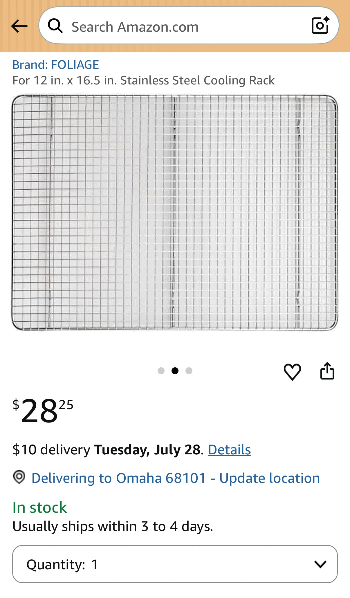 12 in. x 16.5 in. Stainless Steel Cooling Rack