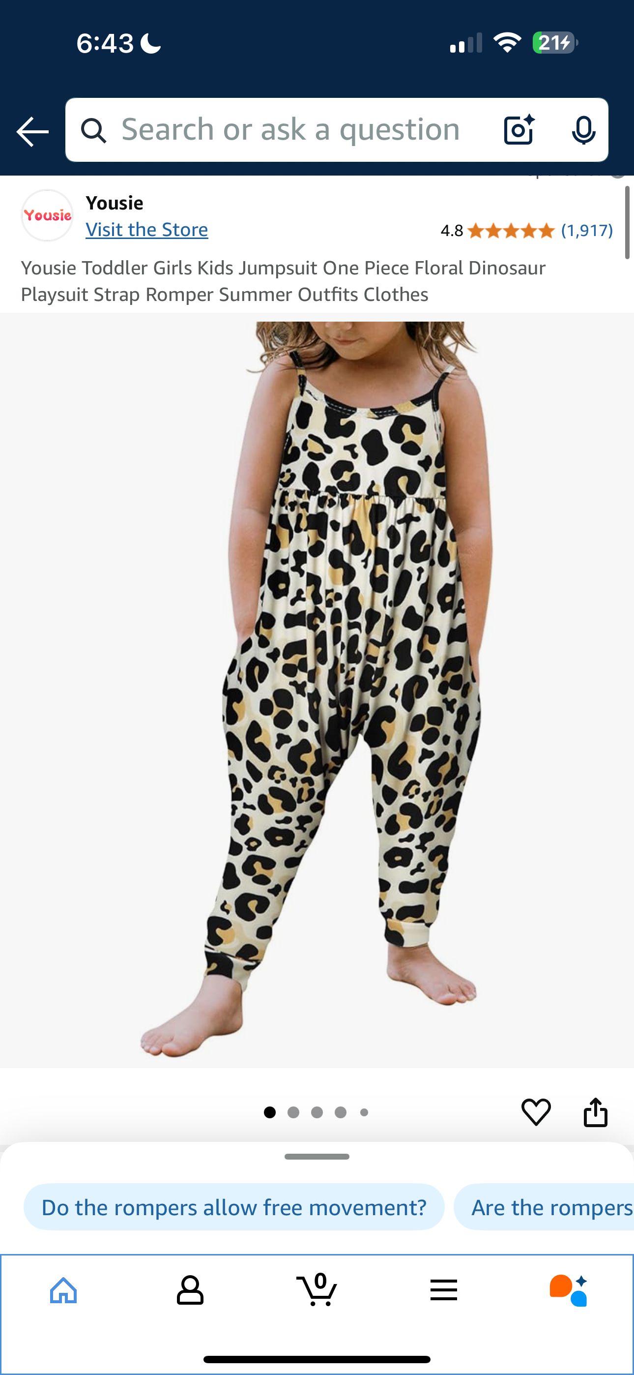 Little Girls Leopard Print Romper (5T)