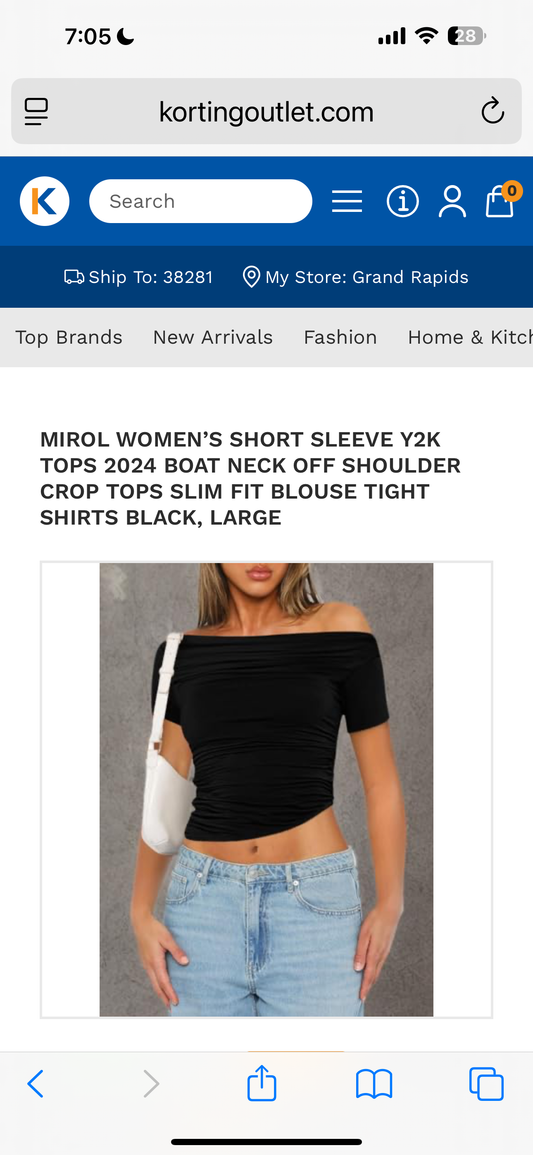 MIROL Women's Short Sleeve Y2k Tops 2024 Boat Neck Off Shoulder Crop Tops Slim Fit Blouse Tight Shirts (White, Large)
