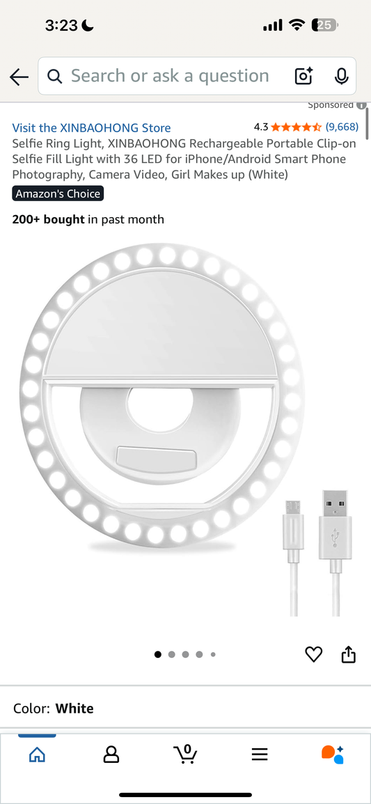 Ring Selfie Light Clip On