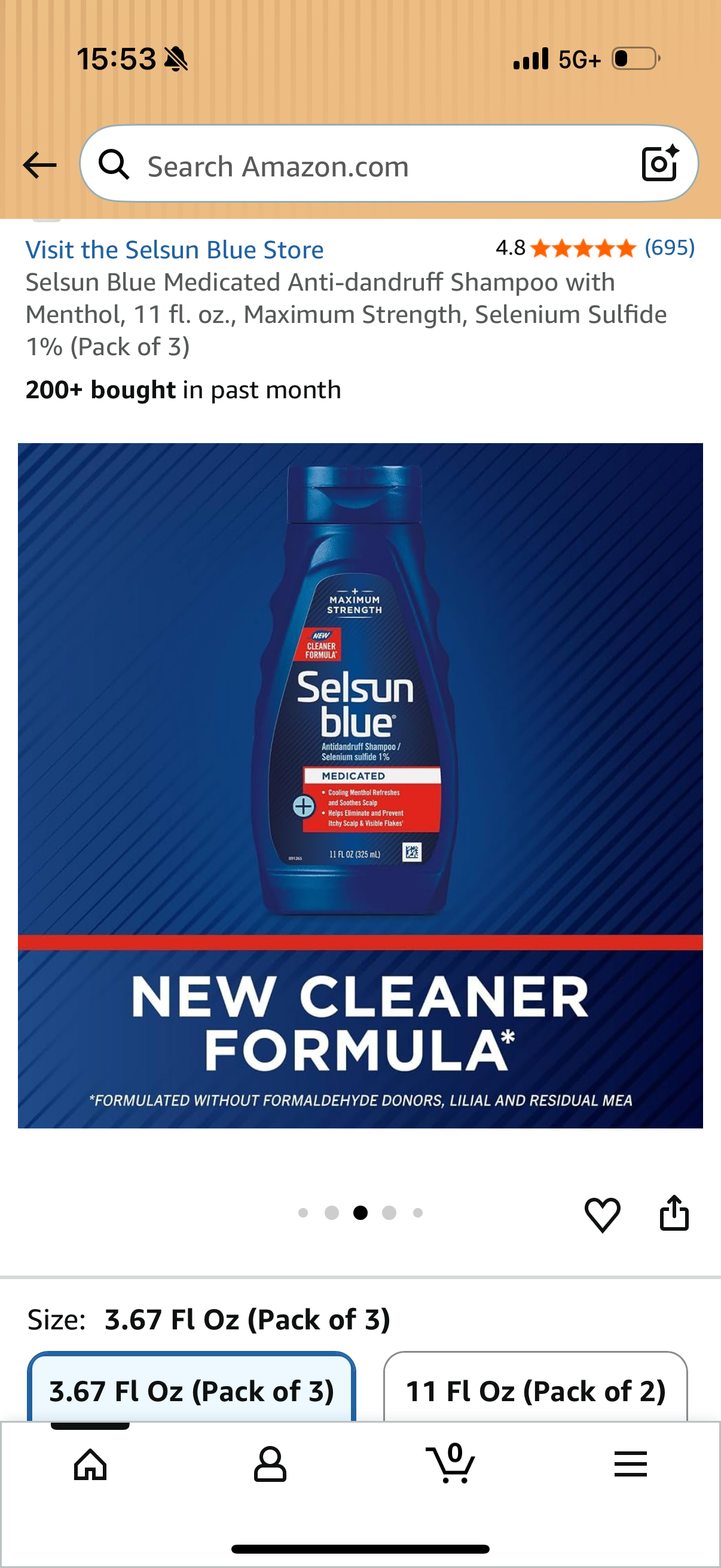 Selsun Blue Medicated Anti-dandruff Shampoo, 11 fl. oz., Maximum Strength (Pack of 3)