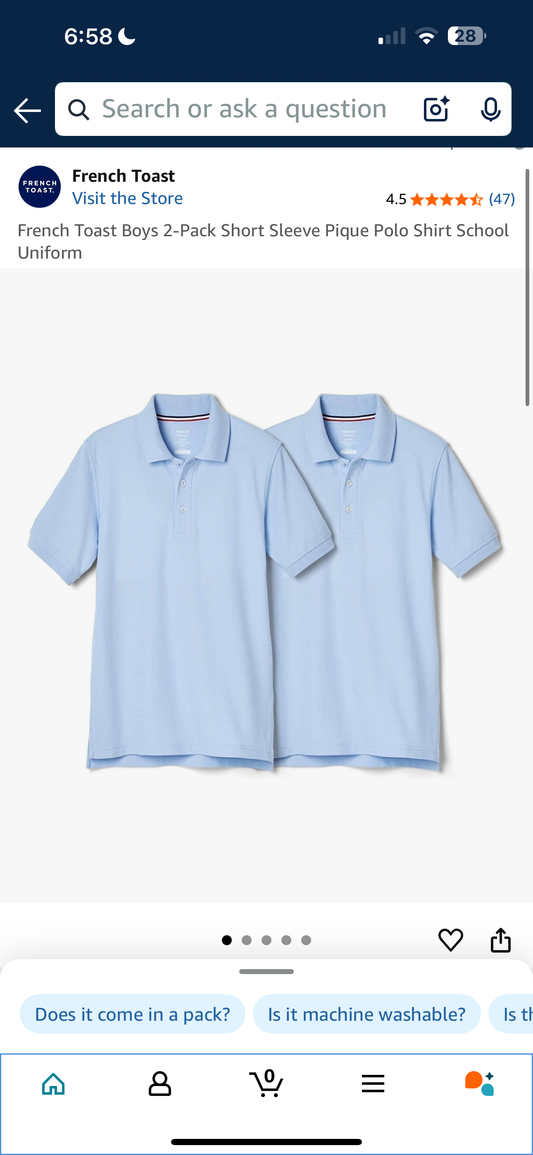 French Toast Boys 2-Pack Short Sleeve Pique Polo Shirt School Uniform (Youth XL)