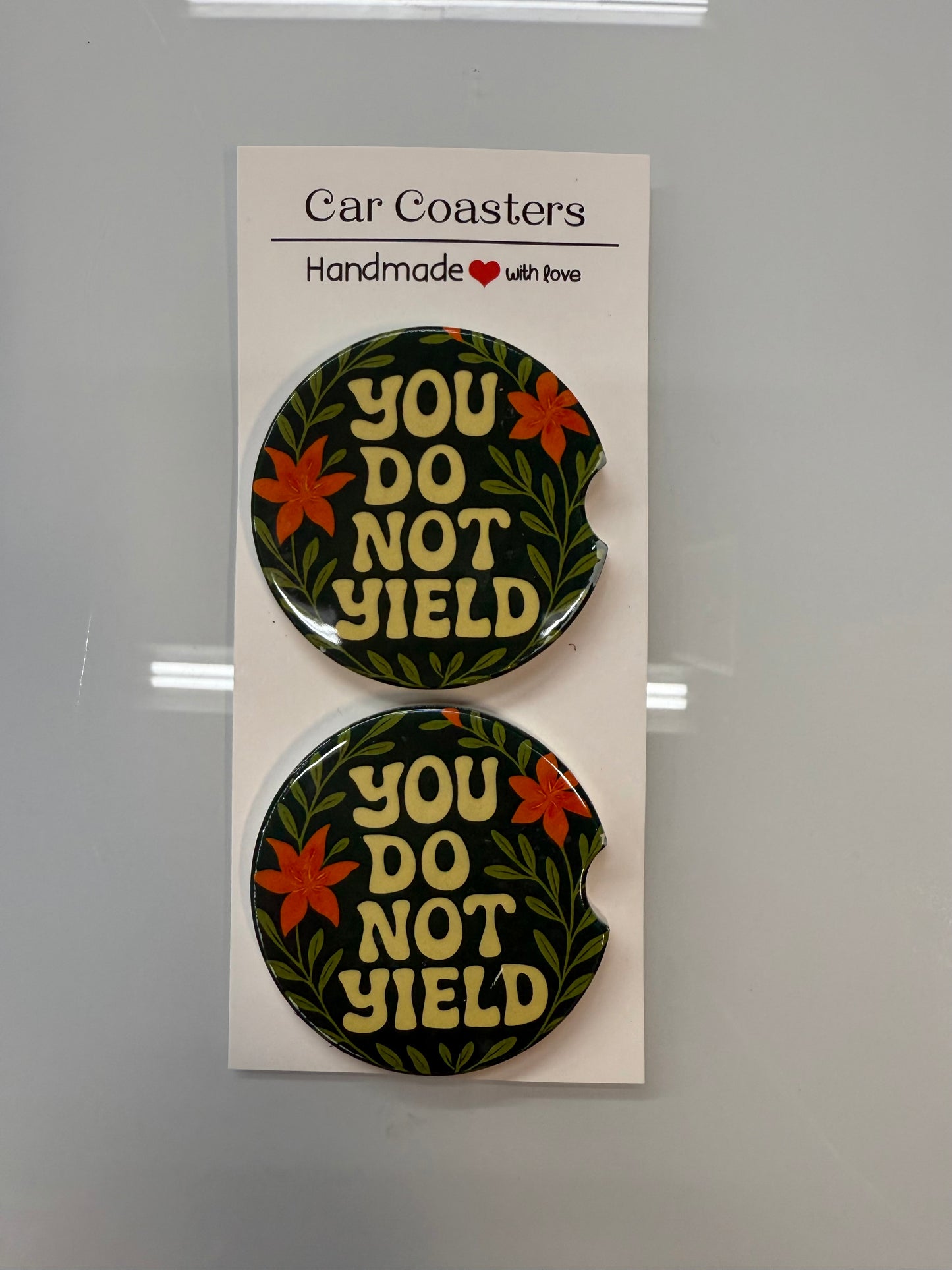 You Do Not Yield Set of 2 Car Coasters