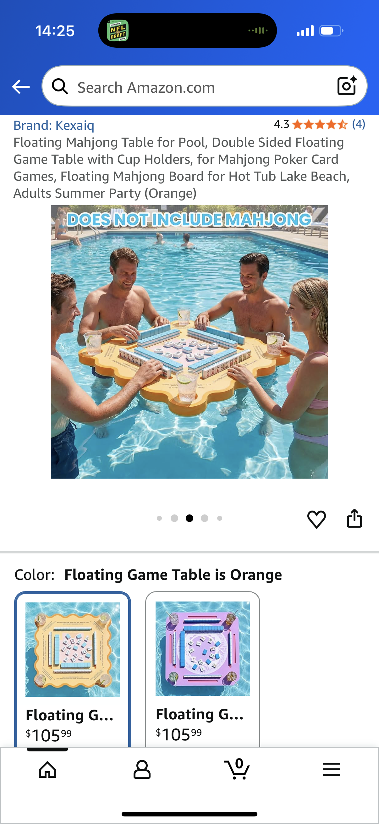Floating Mahjong Table for Pool, Double Sided Floating Game Table with Cup Holders, for Mahjong Poker Card Games, Floating Mahjong Board for Hot Tub Lake Beach, Adults Summer Party (Orange)
