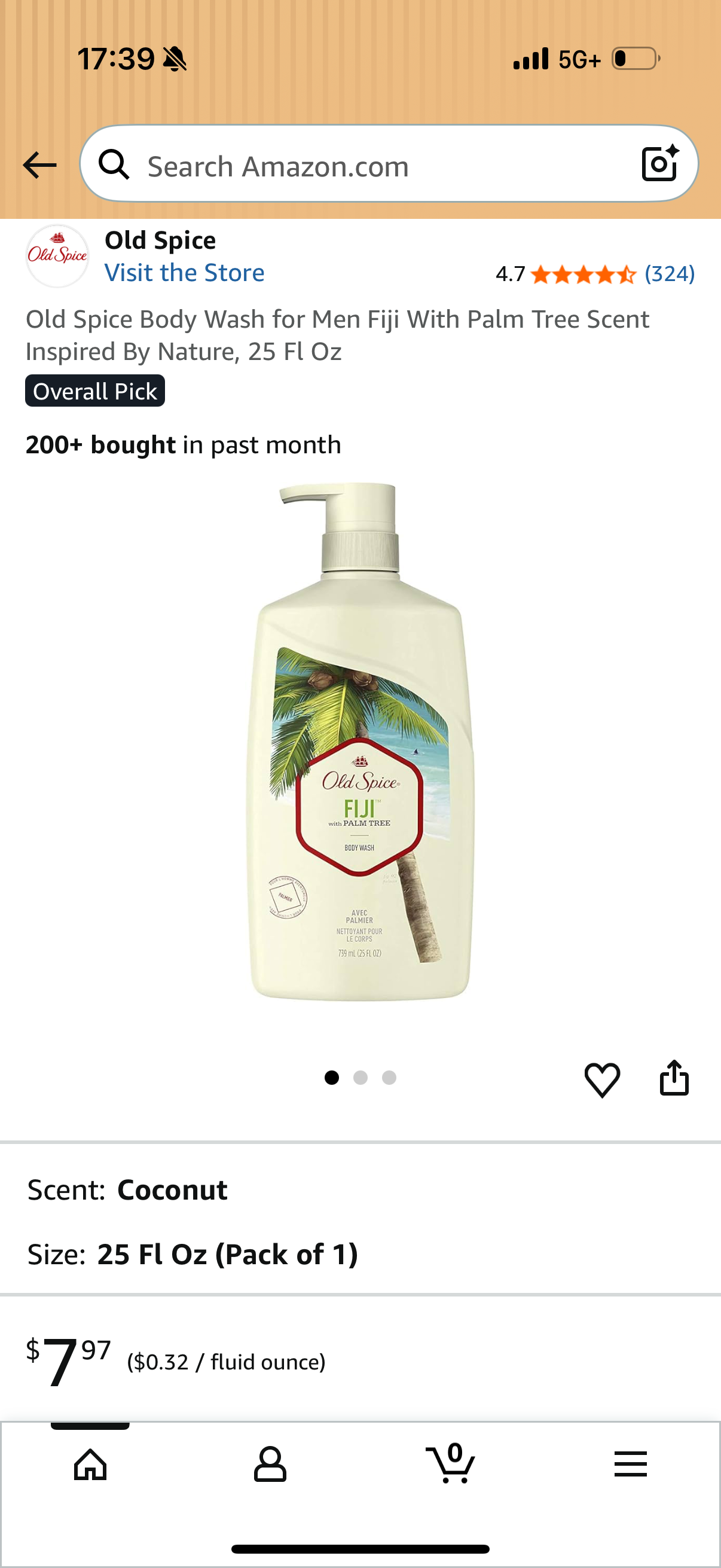 Old Spice Body Wash for Men Fiji With Palm Tree Scent Inspired By Nature, 25 Fl Oz