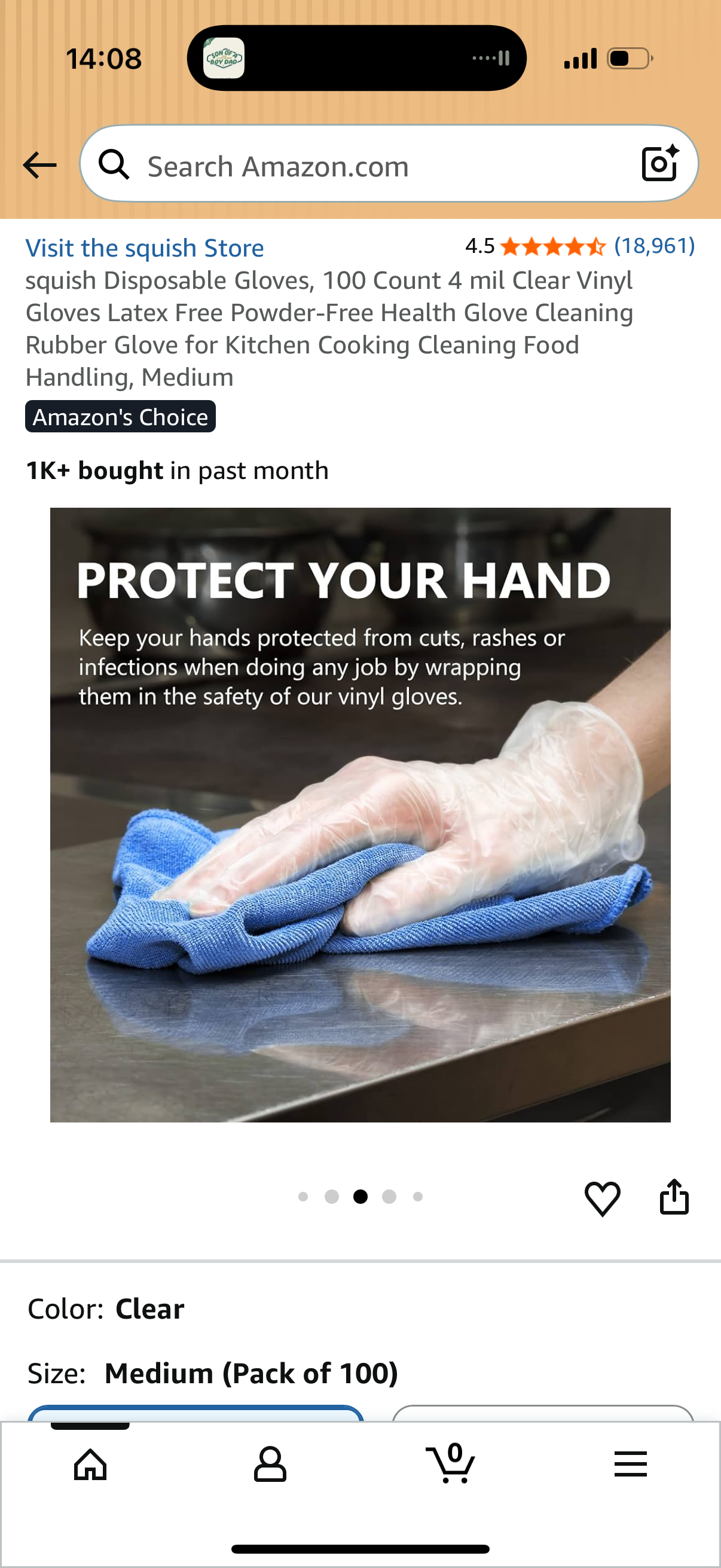 Disposable Gloves, 100 Count 4 mil Clear Vinyl Gloves Latex Free Powder-Free Health Glove Cleaning Rubber Glove for Kitchen Cooking Cleaning Food Handling, Medium