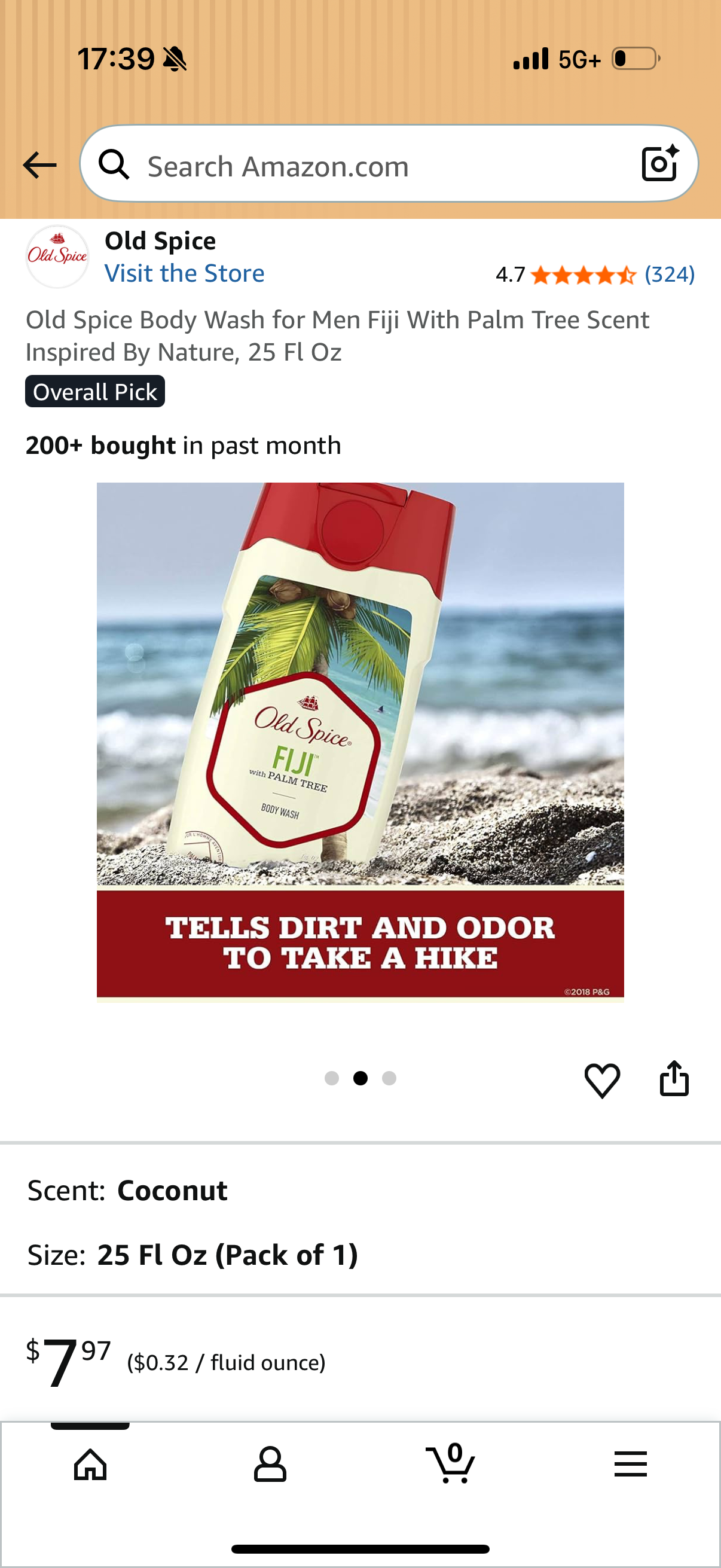 Old Spice Body Wash for Men Fiji With Palm Tree Scent Inspired By Nature, 25 Fl Oz