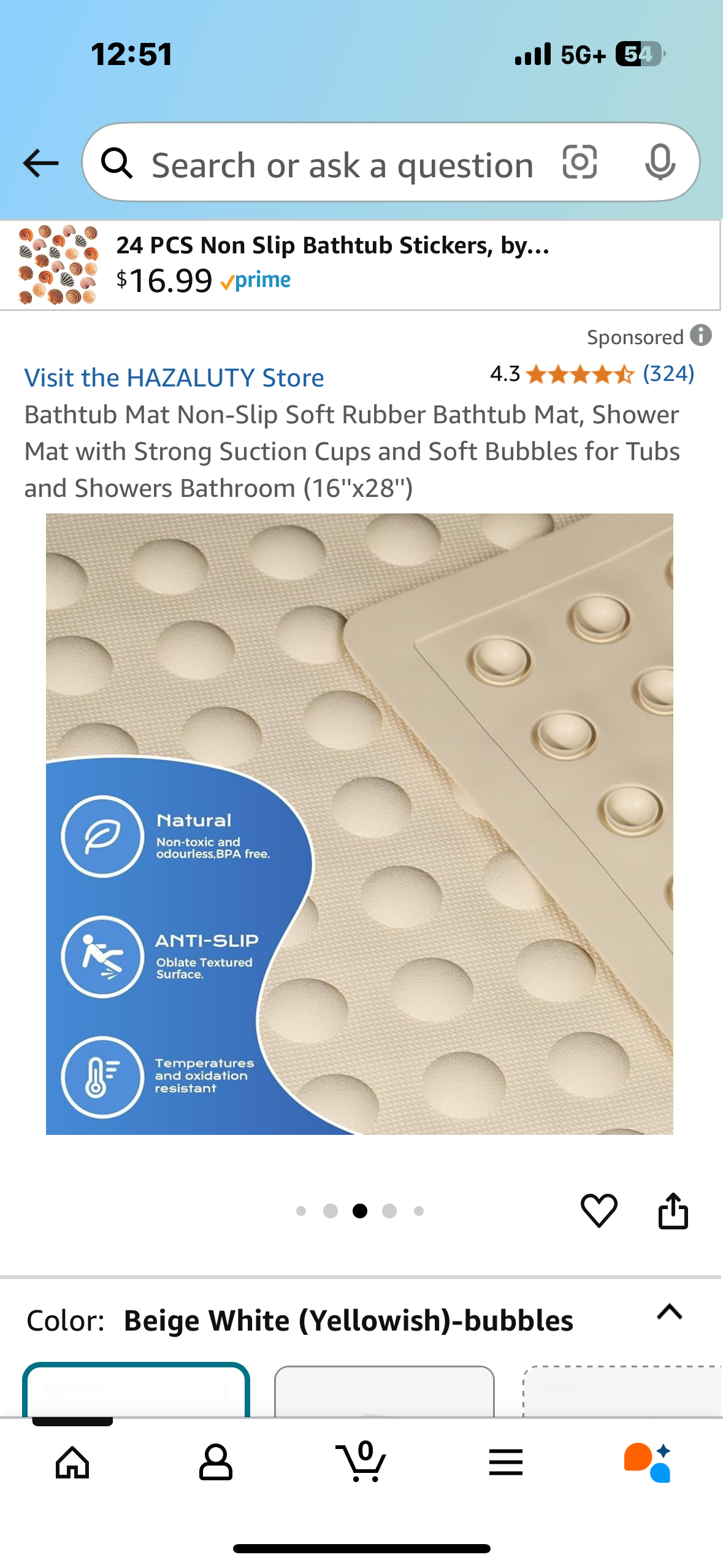Bathtub Mat Non-Slip Soft Rubber Bathtub Mat, Shower Mat with Strong Suction Cups and Soft Bubbles for Tubs and Showers Bathroom (16''x28''