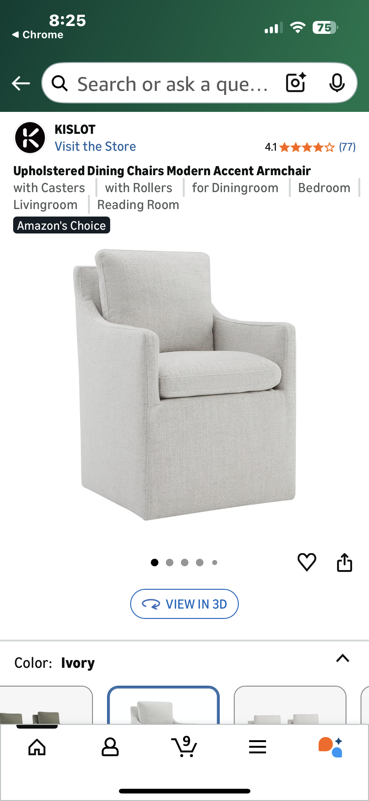 Upholstered Dining Chair, Modern Accent Armchair with Casters for Dining Room, Living Room, Reading Room (L1086)