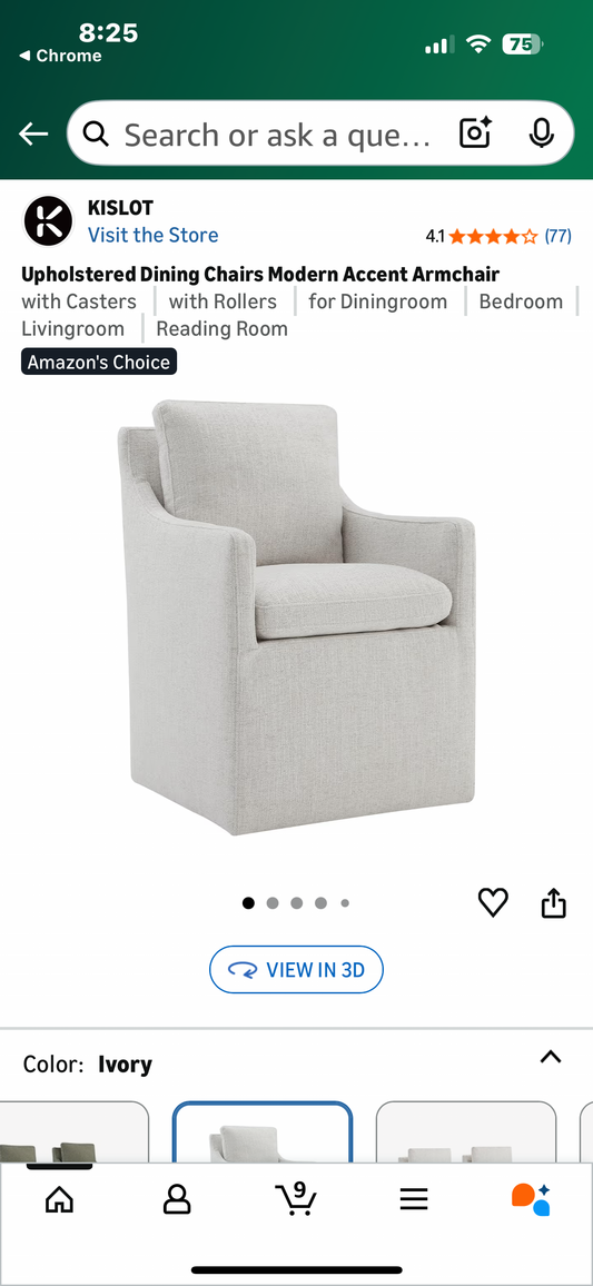 Upholstered Dining Chair, Modern Accent Armchair with Casters for Dining Room, Living Room, Reading Room (L1086)