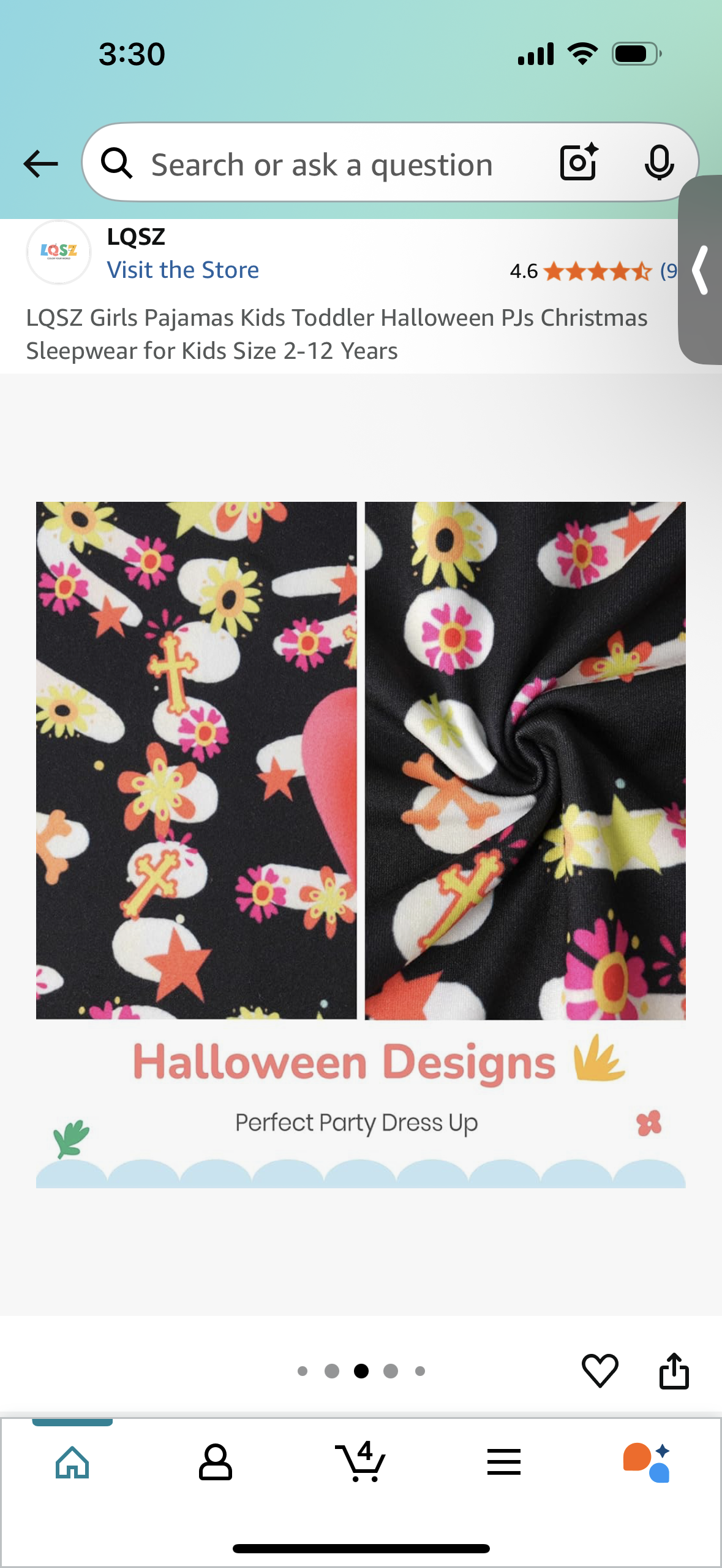 LQSZ Girl's Pajamas, Skeleton Patterned Sleepwear (Size 5-6YR)
