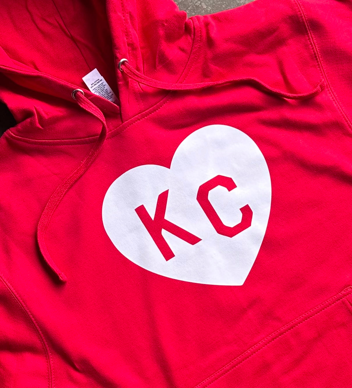 White KC Heart - Kansas City Hooded Sweatshirt (Red)