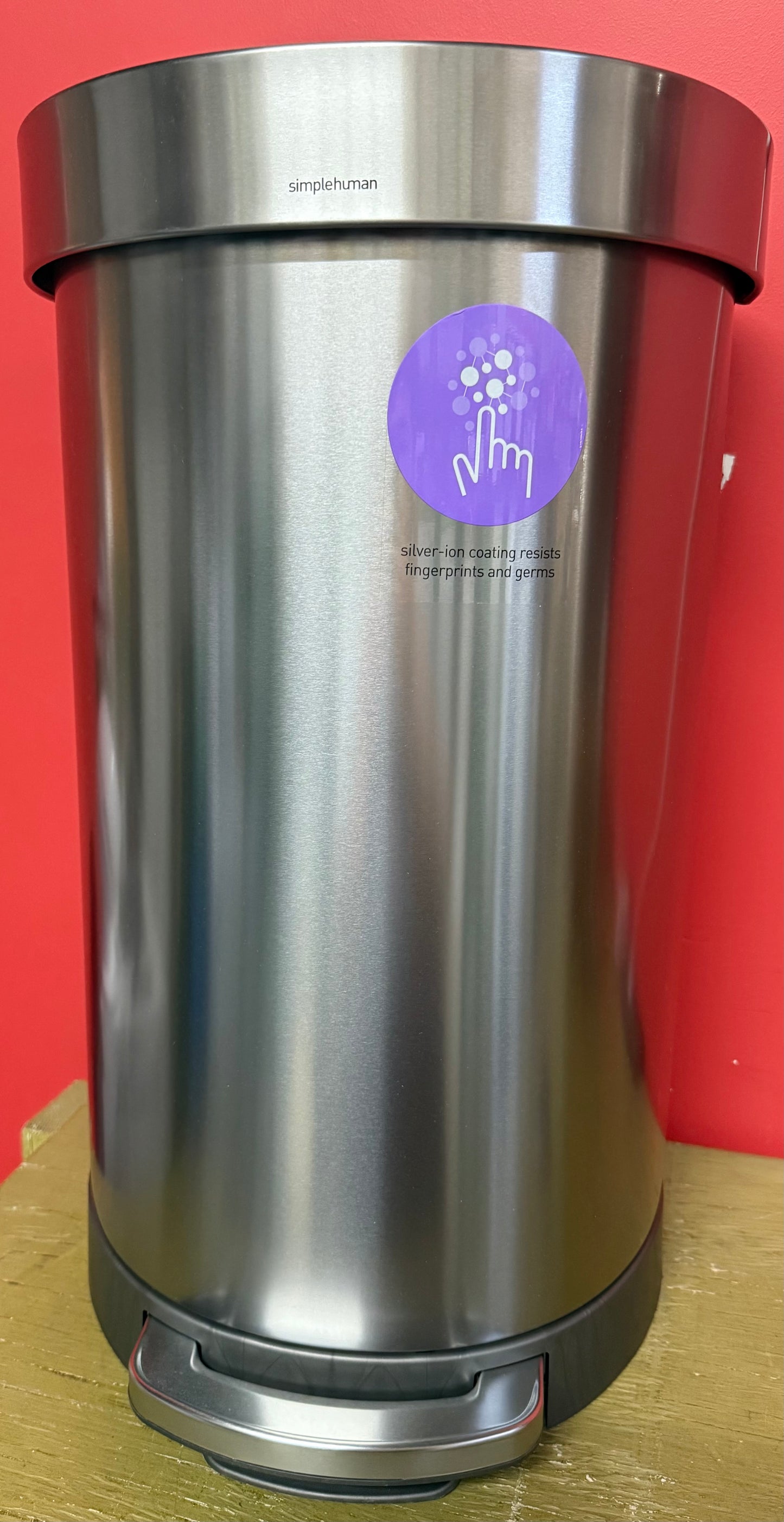 Simplehuman 45 Liter/ 12 Gallon Semi-Round Hands-Free Step Trash Can, Brushed