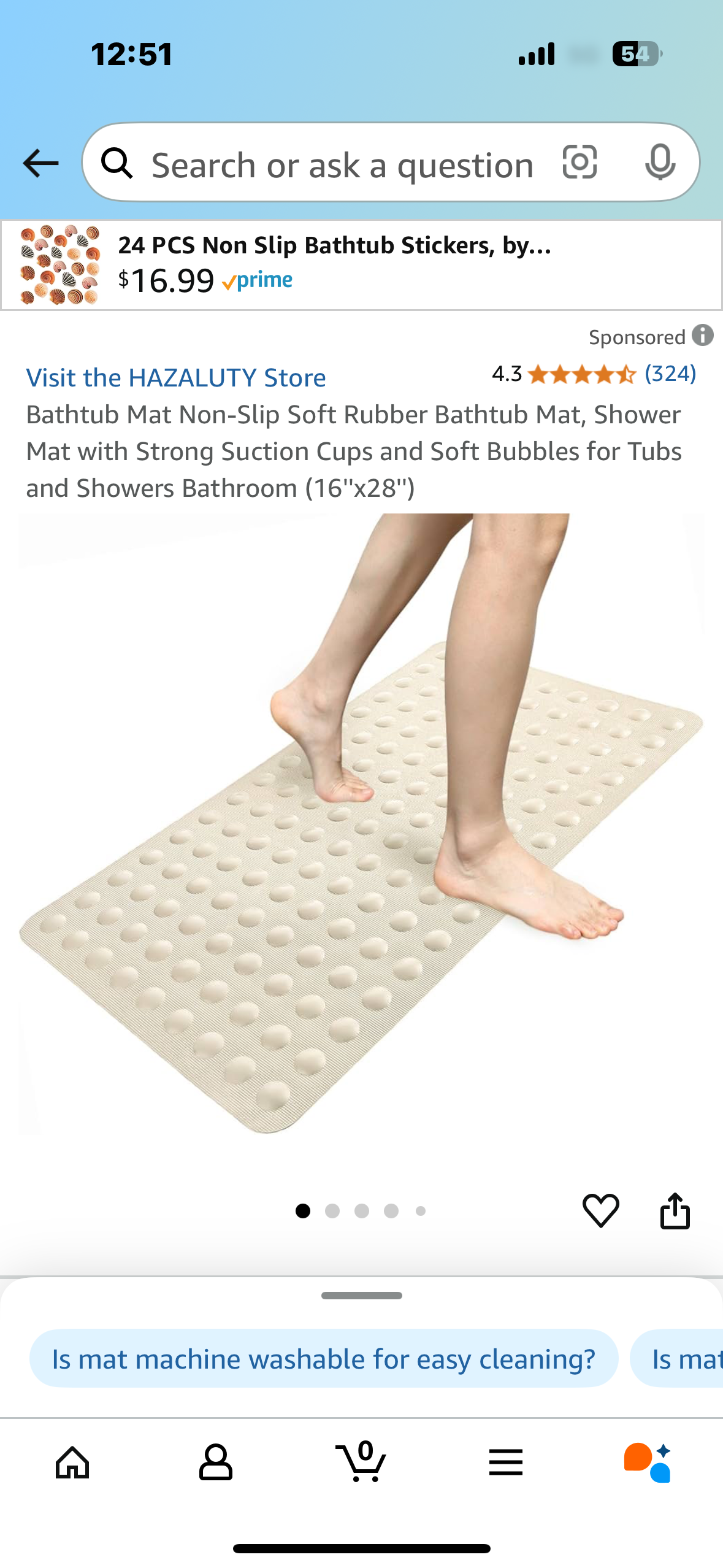 Bathtub Mat Non-Slip Soft Rubber Bathtub Mat, Shower Mat with Strong Suction Cups and Soft Bubbles for Tubs and Showers Bathroom (16''x28''