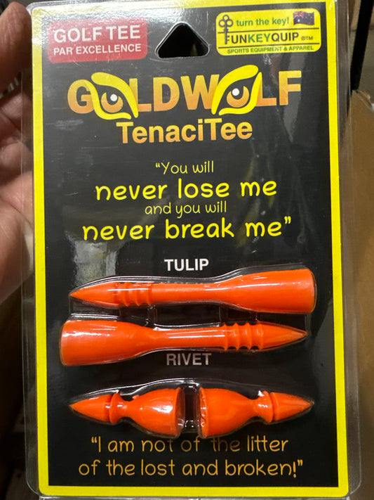 GOLDWOLF Designer Golf Tees: Grip The Ground, Do Not Fly, Unbreakable, Outlasting, Non-littering, Non-Time-Wasting