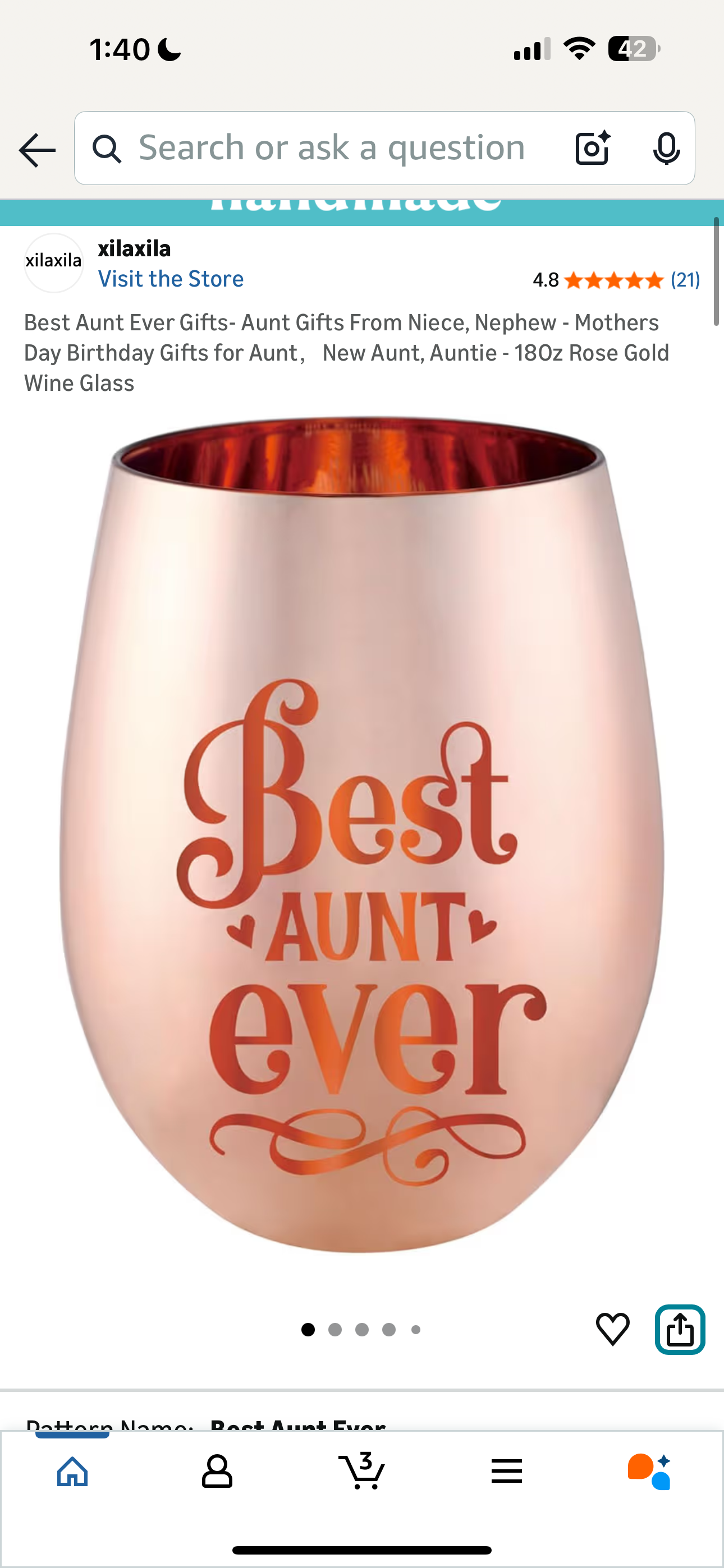 Best Aunt Ever Gifts- Aunt Gifts From Niece, Nephew - Mothers Day Birthday Gifts for Aunt，New Aunt, Auntie - 18Oz Rose Gold Wine Glass