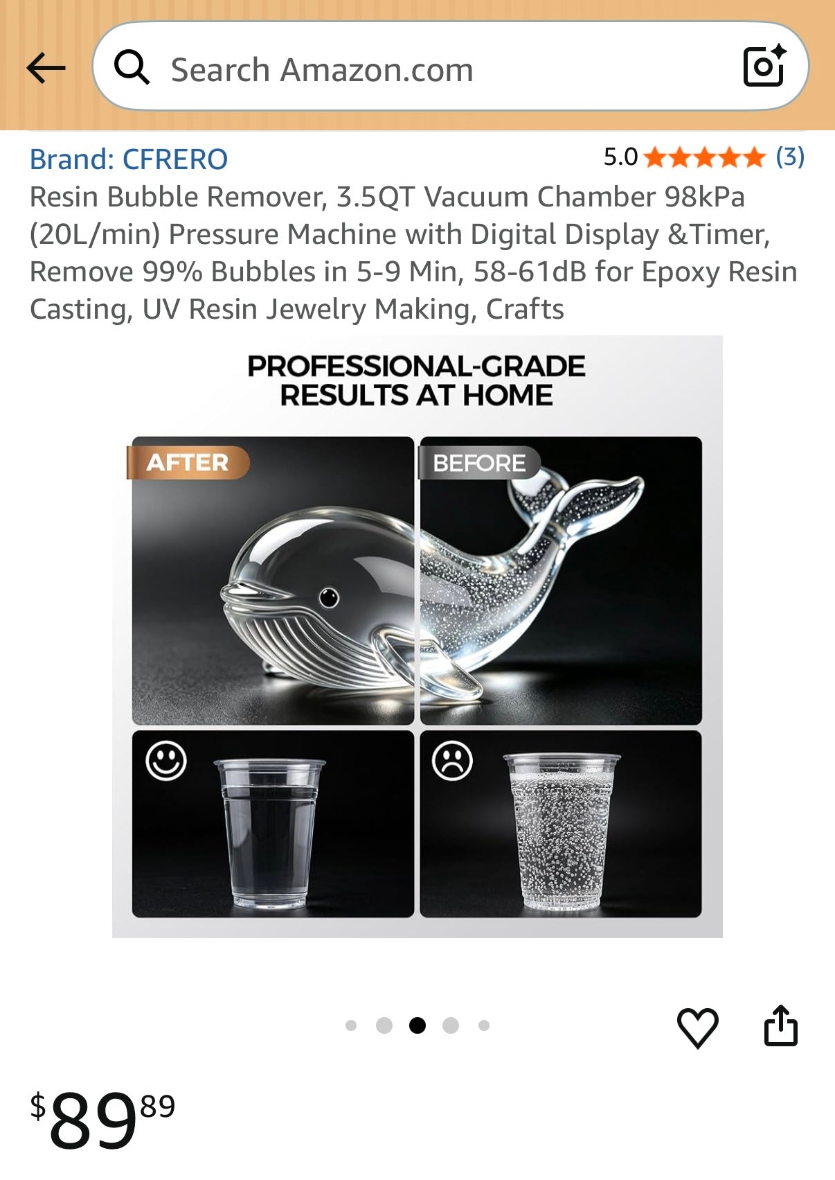 Resin Bubble Remover, 3.5QT Vacuum Chamber 98kPa (20L/min) Pressure Machine with Digital Display & Timer, Remove 99% Bubbles in 5-9 Min, 58-61dB for Epoxy Resin Casting, UV Resin Jewelry Making, Crafts