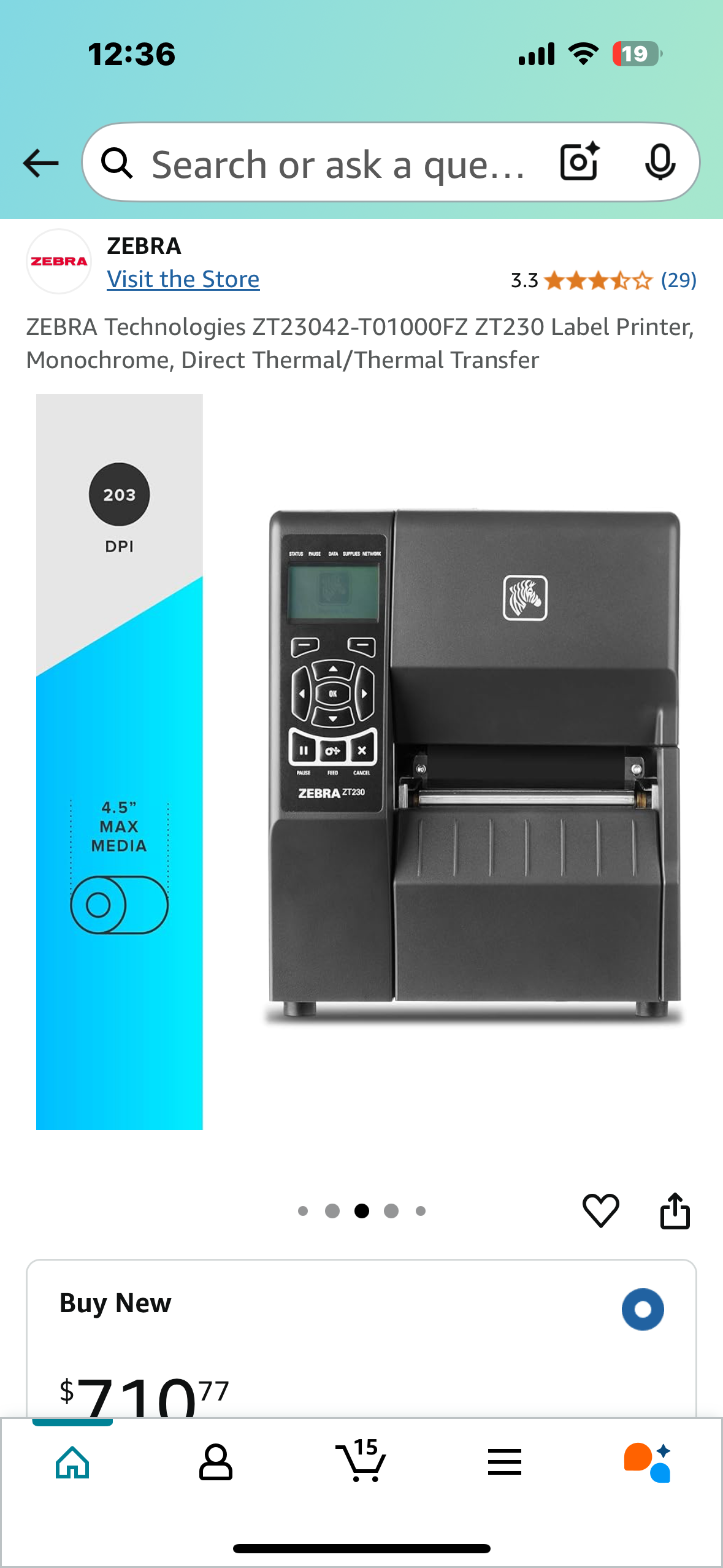 ZEBRA Technologies ZT230 Label Printer, Monochrome, Direct Thermal/Thermal Transfer (O367)