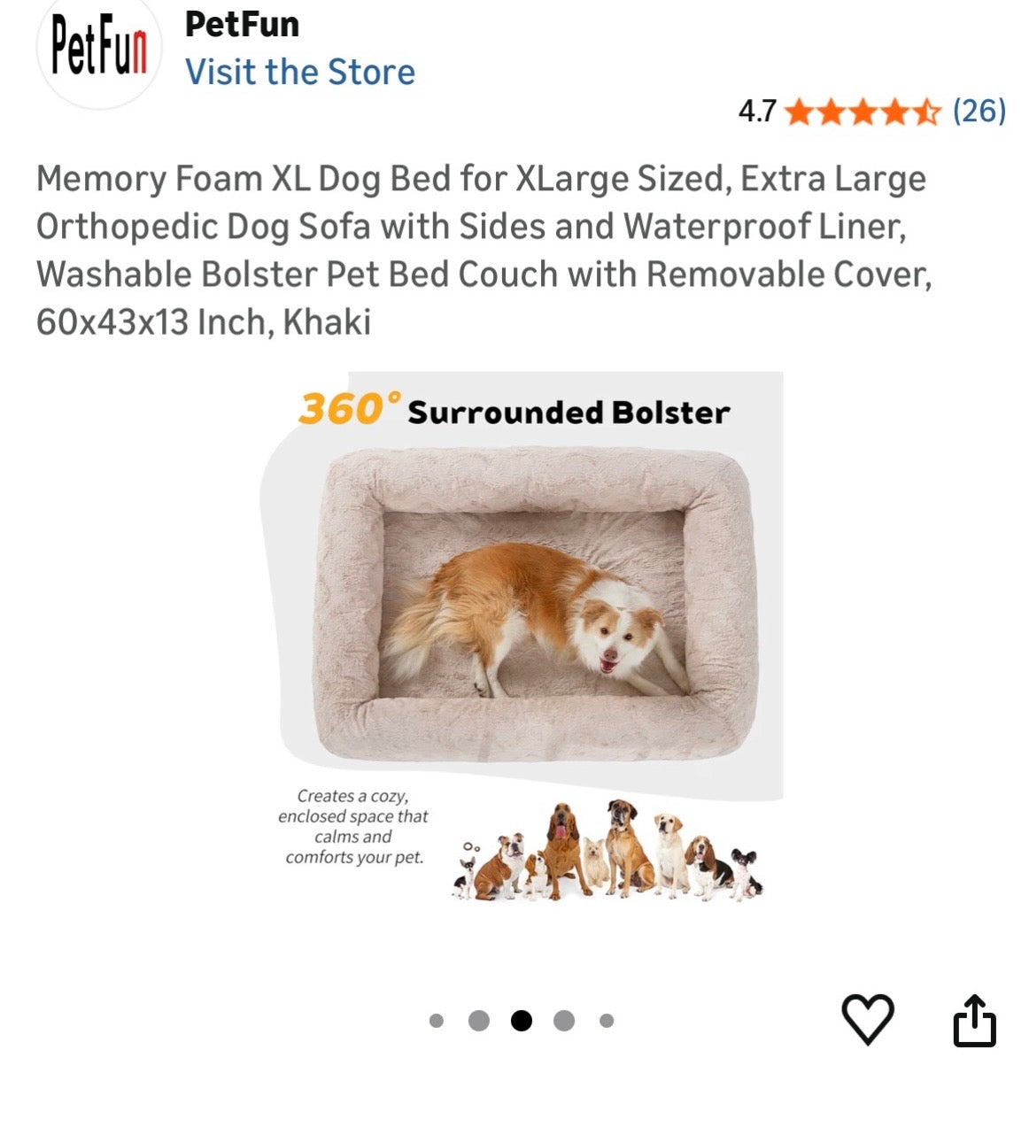 XL Orthopedic Memory Foam Dog Bed, 60”x43”x13” (R881)