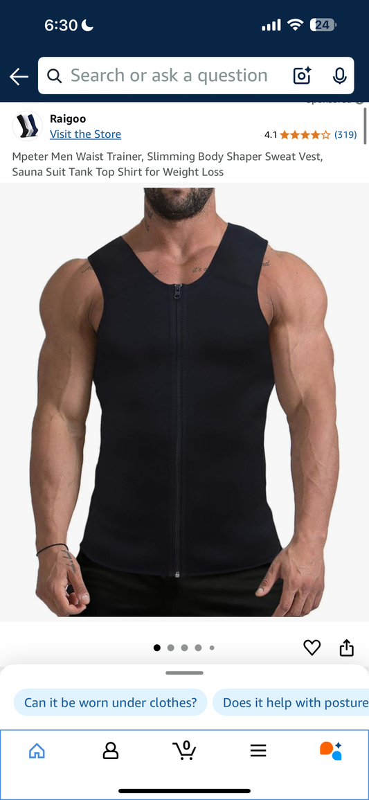 Mpeter Men Waist Trainer, Slimming Body Shaper Sweat Vest, Sauna Suit Tank Top Shirt for Weight Loss (Small)