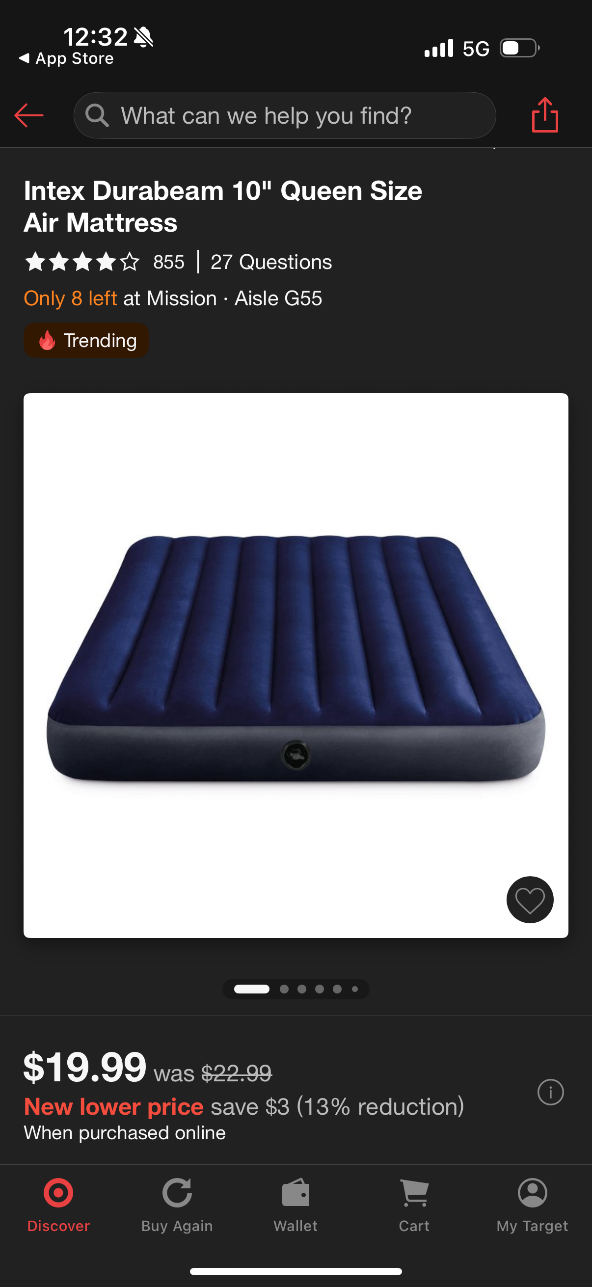Intex Durabeam 10" Queen Size Air Mattress