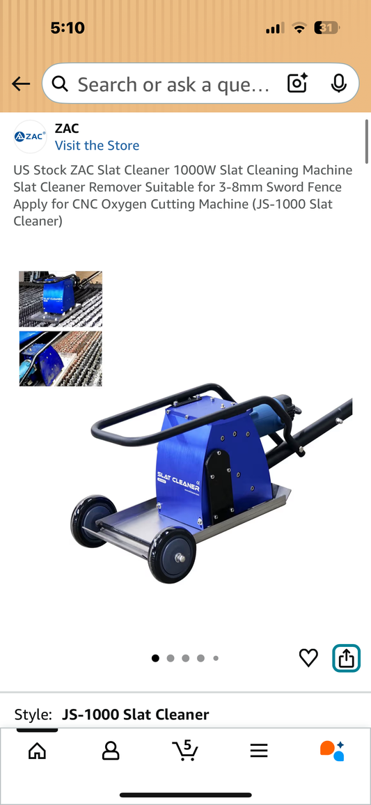 US Stock ZAC Slat Cleaner 1000W Slat Cleaning Machine Slat Cleaner Remover Suitable for 3-8mm Sword Fence Apply for CNC Oxygen Cutting Machine (JS-1000 Slat Cleaner) (R712)