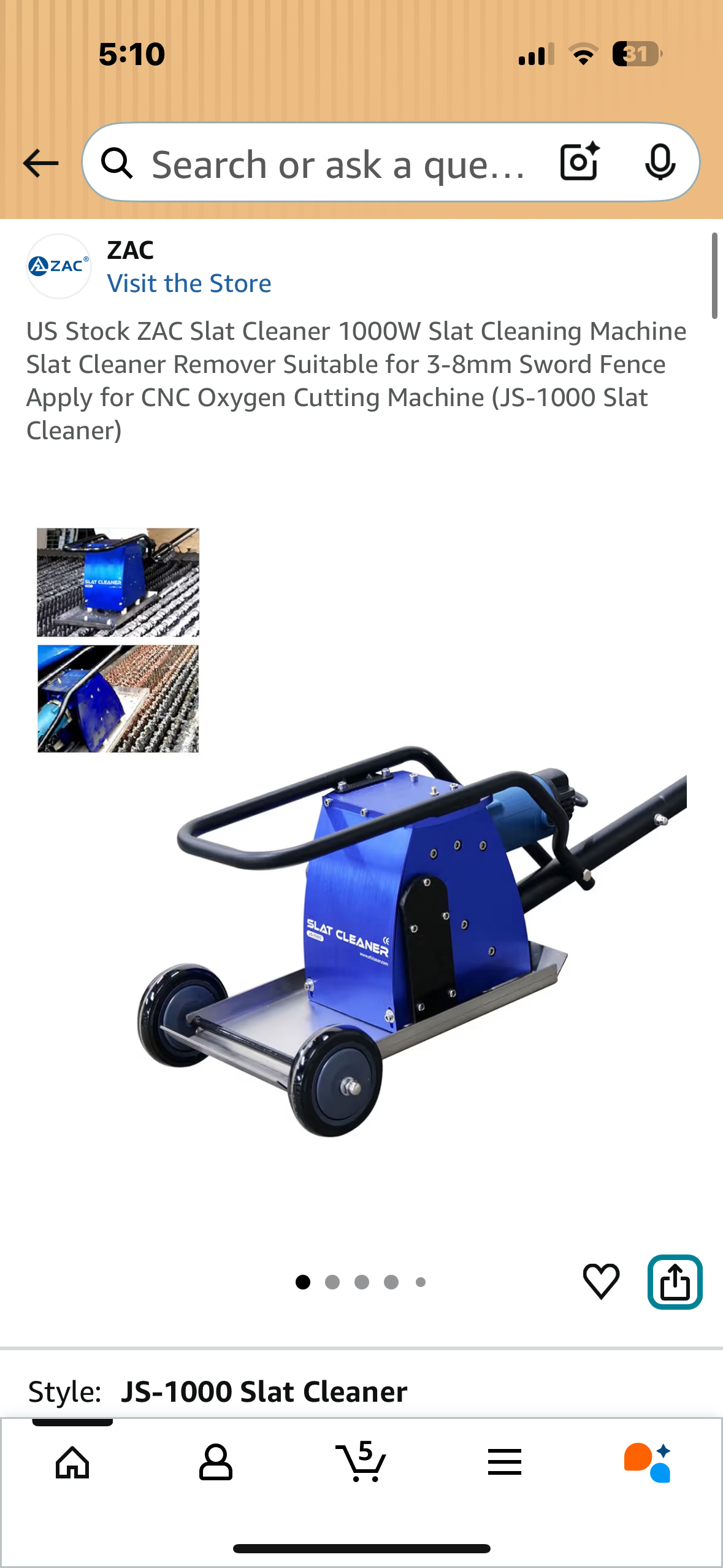 US Stock ZAC Slat Cleaner 1000W Slat Cleaning Machine Slat Cleaner Remover Suitable for 3-8mm Sword Fence Apply for CNC Oxygen Cutting Machine (JS-1000 Slat Cleaner) (R712)