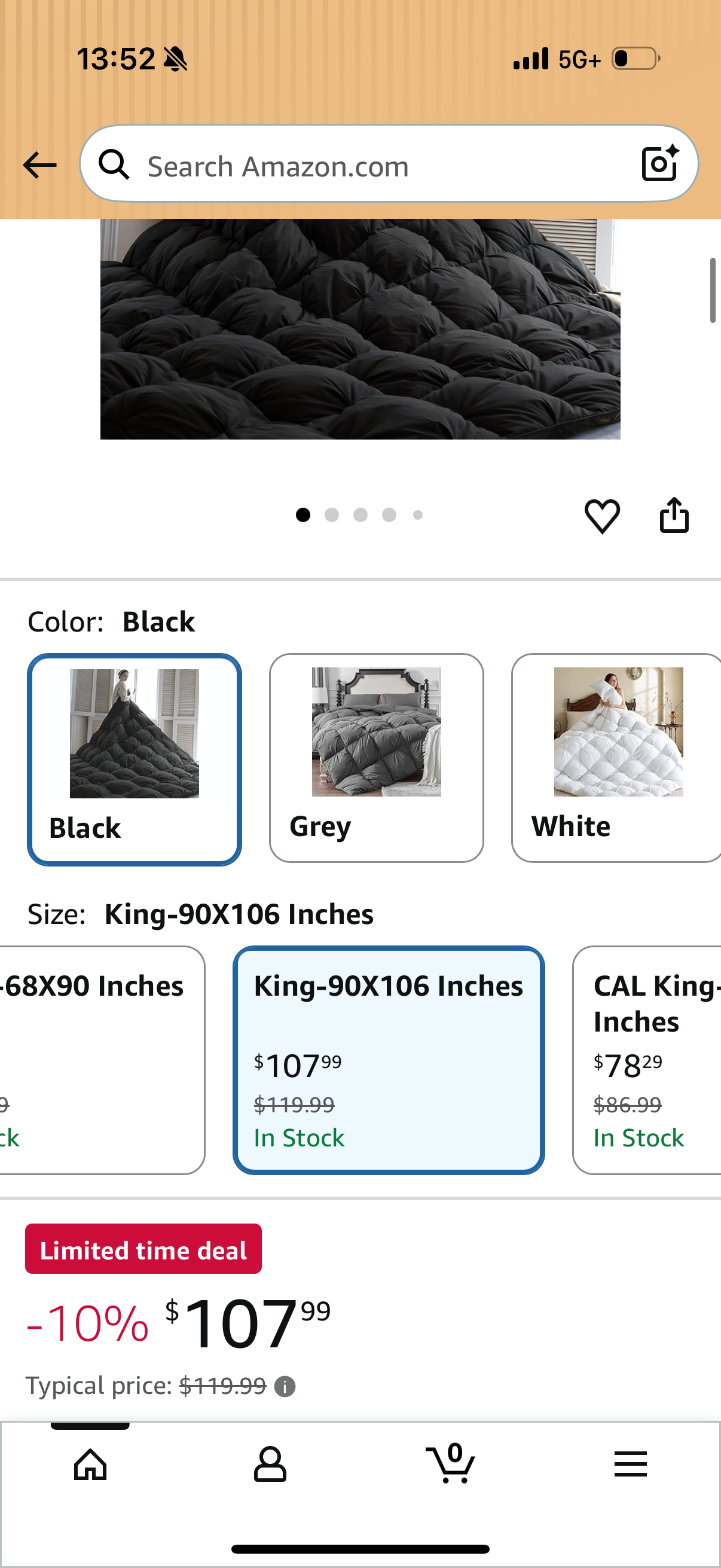KAKABELL Pinch Pleat Goose Down Feathers Fiber Comforter King Size All Season-Ultra Soft and Cozy Noiseless Duvet Insert with Egyptian Cotton Blend Cover,Fluffy Warm Comforter Insert(Black,90"X106")