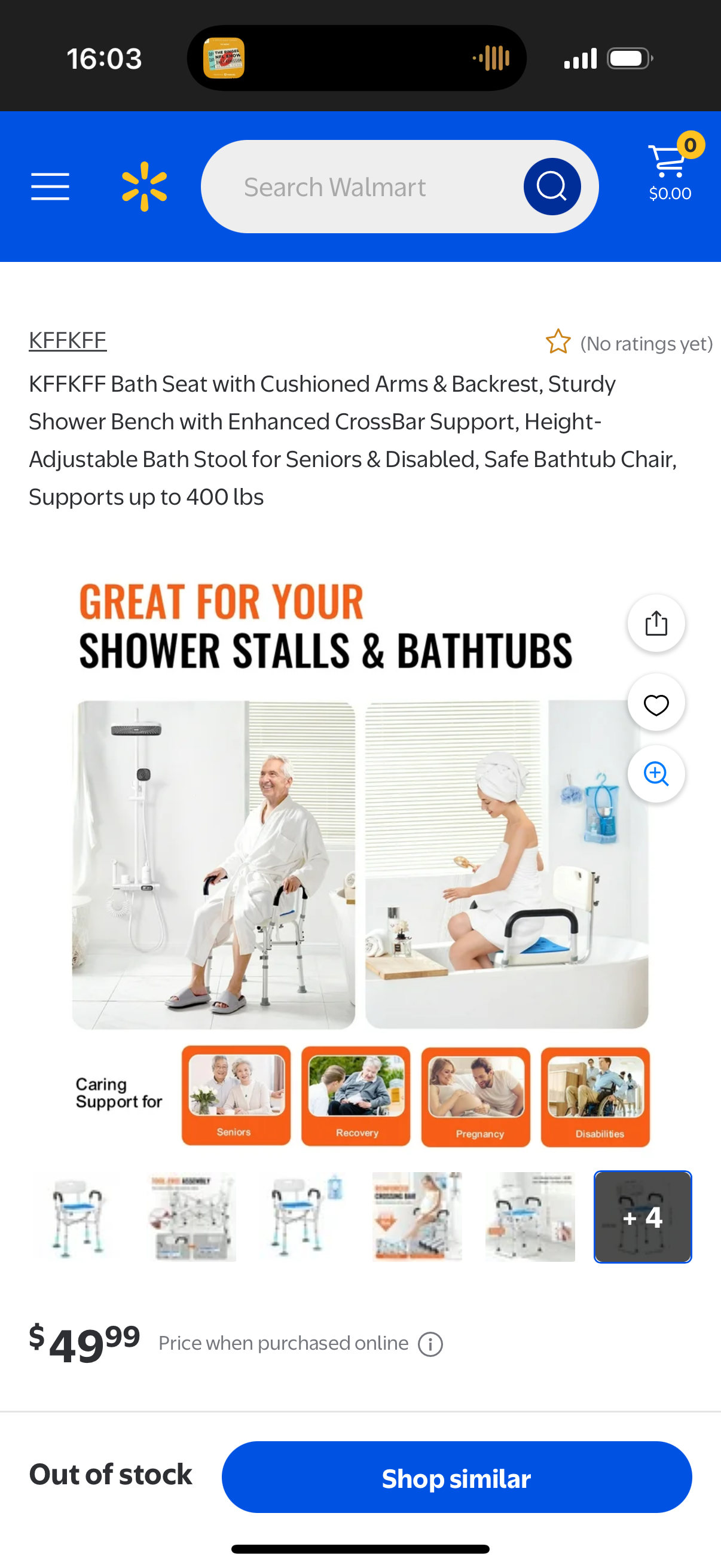 Bath Seat with Cushioned Arms & Backrest, Sturdy Shower Bench with Enhanced CrossBar Support, Height-Adjustable Bath Stool for Seniors & Disabled, Safe Bathtub Chair, Supports up to 400 lbs