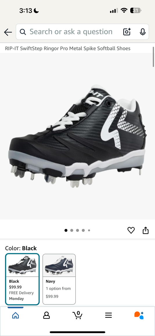 Women's Softball Shoes/Cleats, White (Size 10)