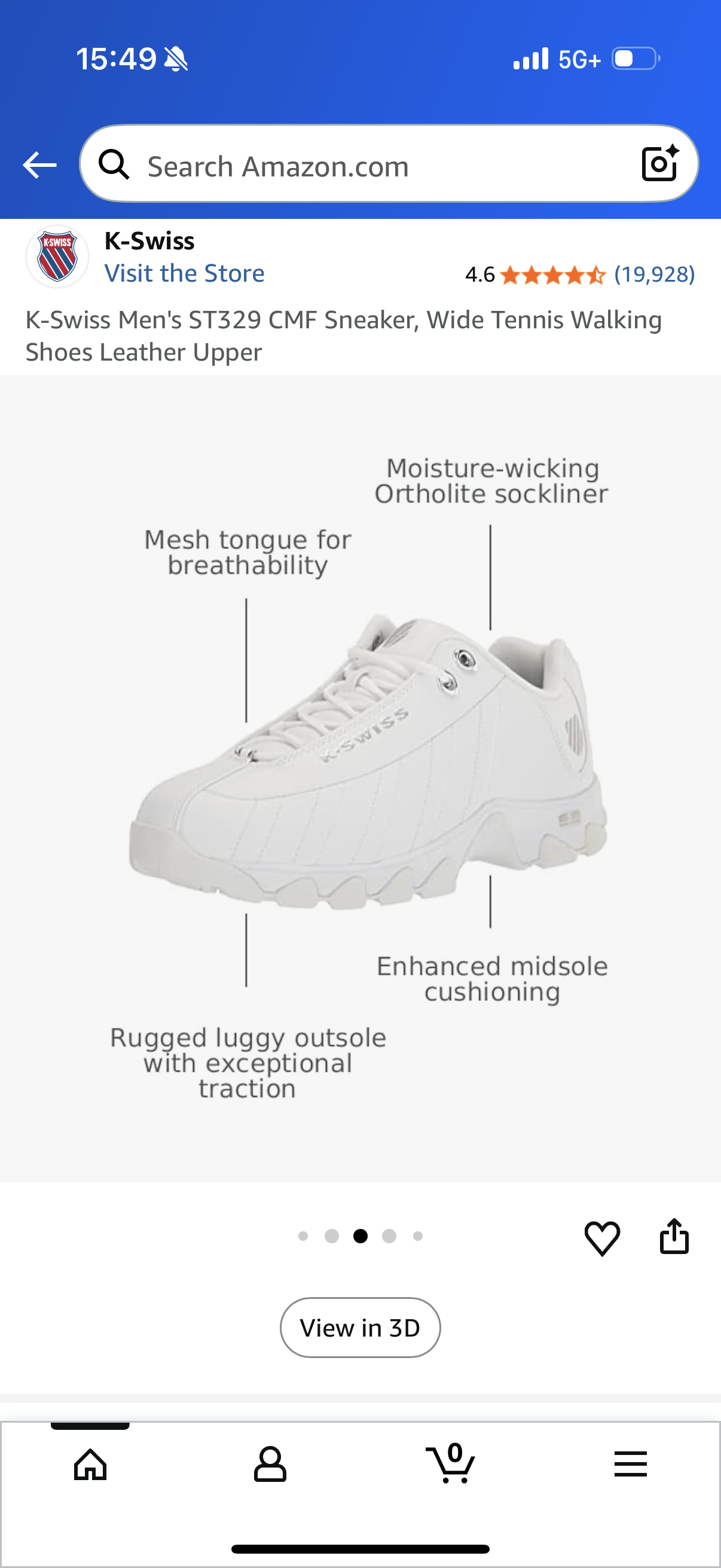 K-Swiss Men's ST329 CMF Sneaker, Wide Tennis Walking Shoes Leather Upper Size 10.5